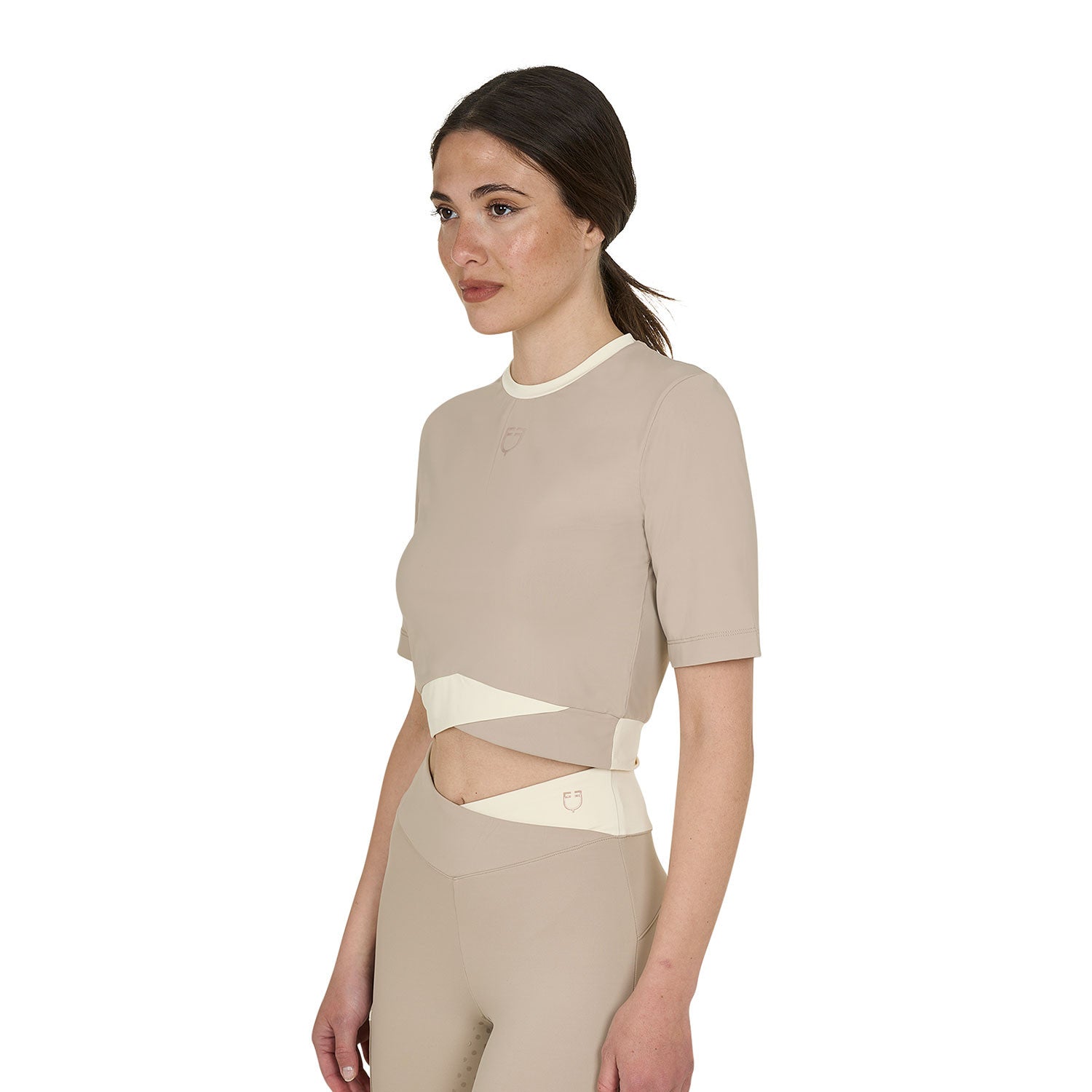 Women's cropped T-shirt in technical fabric