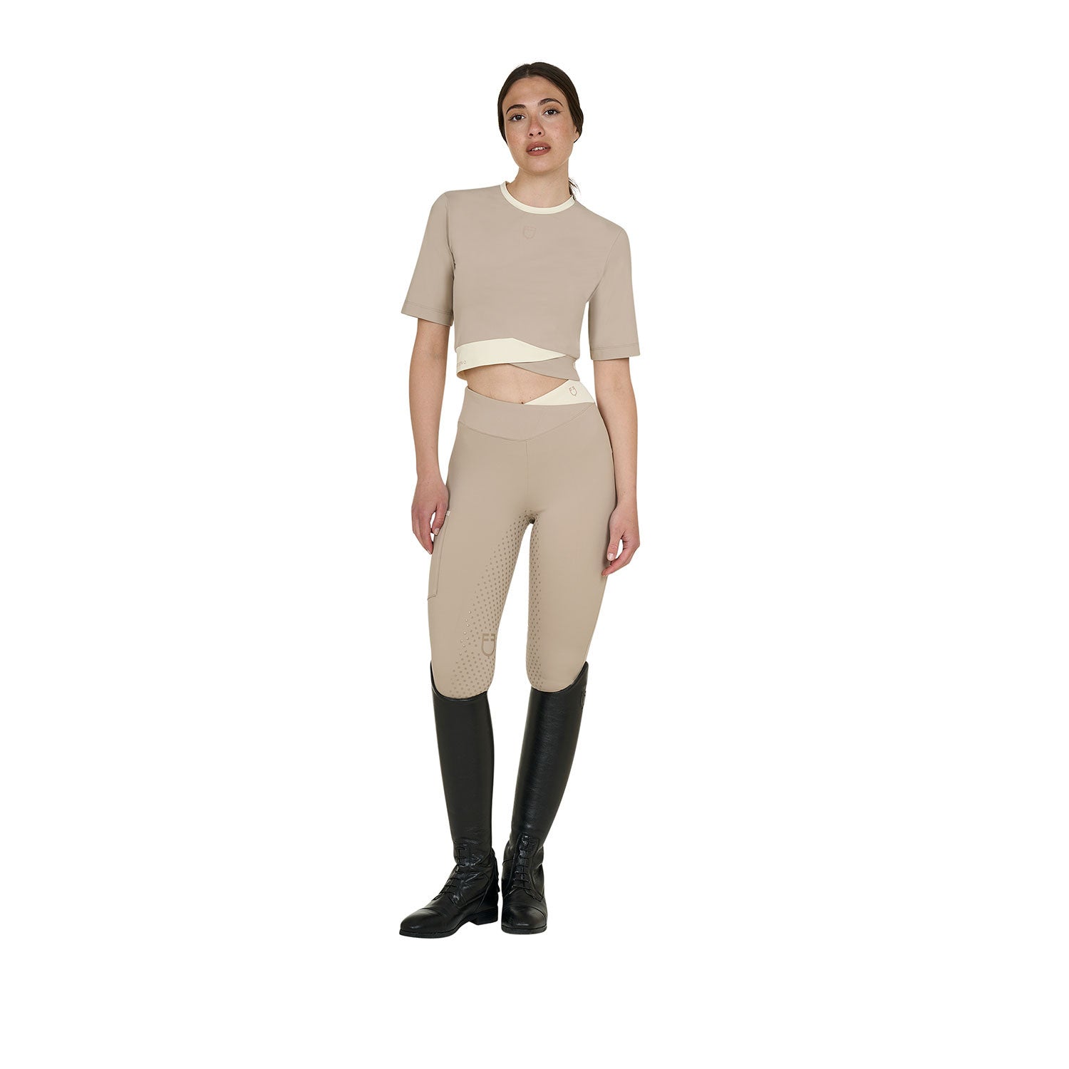 Women's cropped T-shirt in technical fabric
