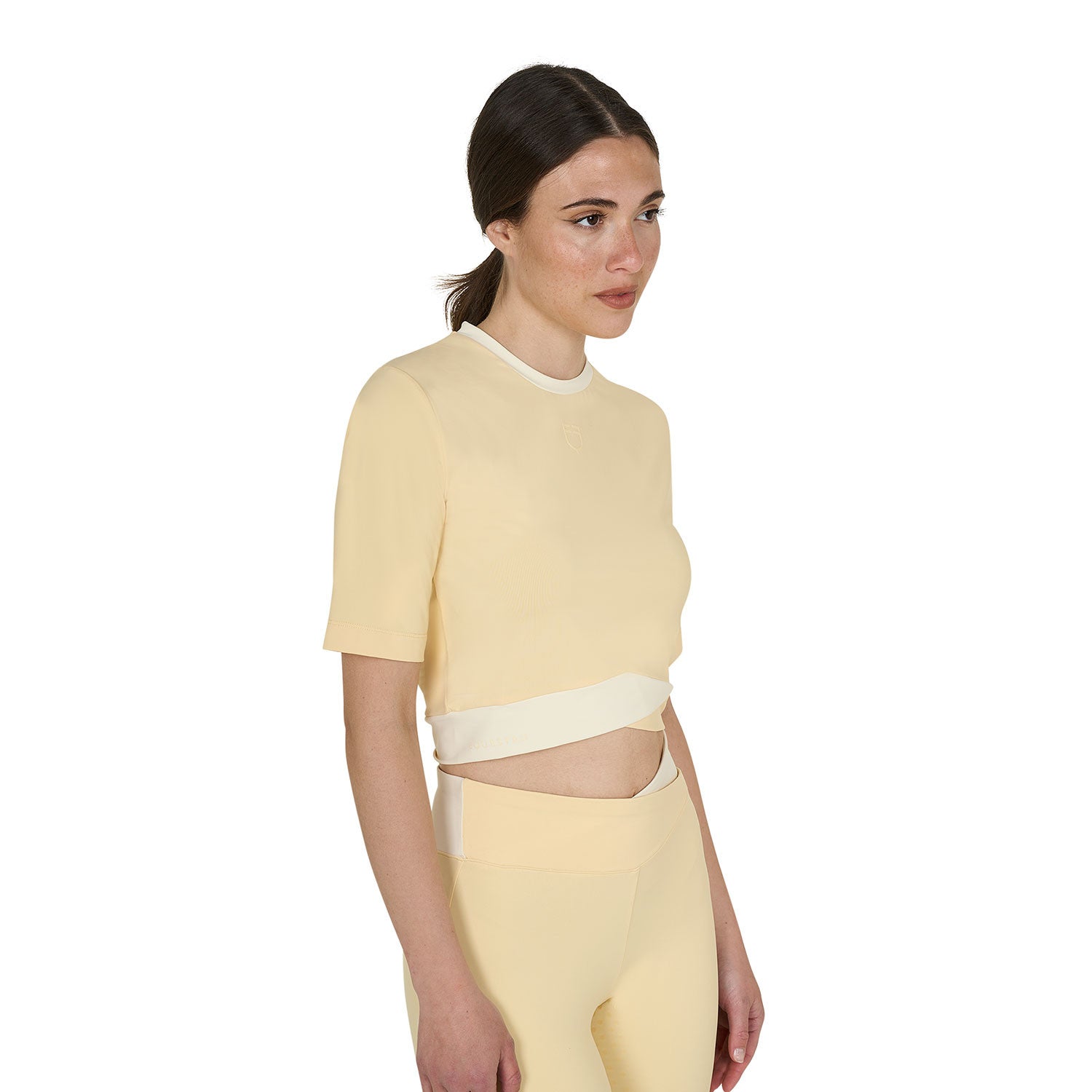 Equestro Women's cropped T-shirt in technical fabric
