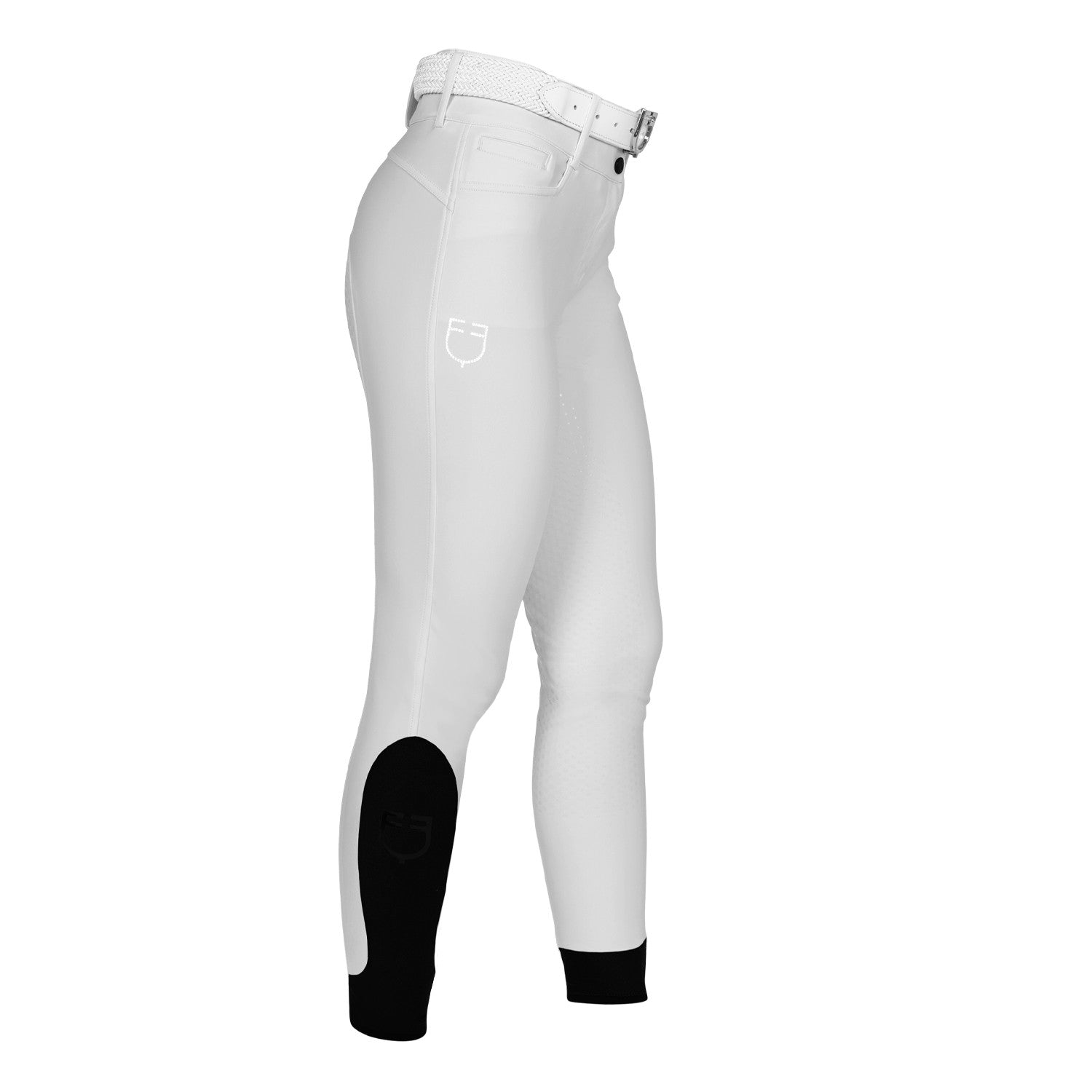 Equestro Women's high-waisted full-grip breeches with rhinestone logo