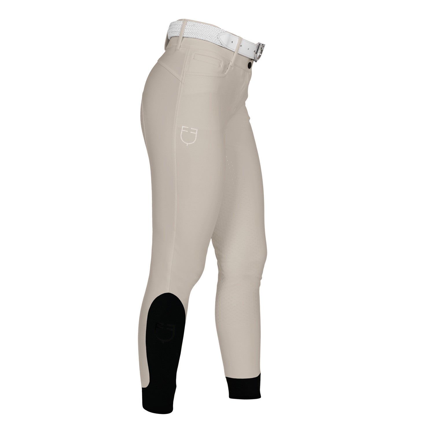 Equestro Women's high-waisted full-grip breeches with rhinestone logo