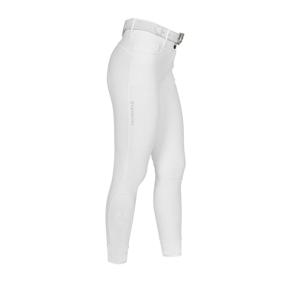 Equestro Women's high-waisted full-grip breeches with rhinestone logo