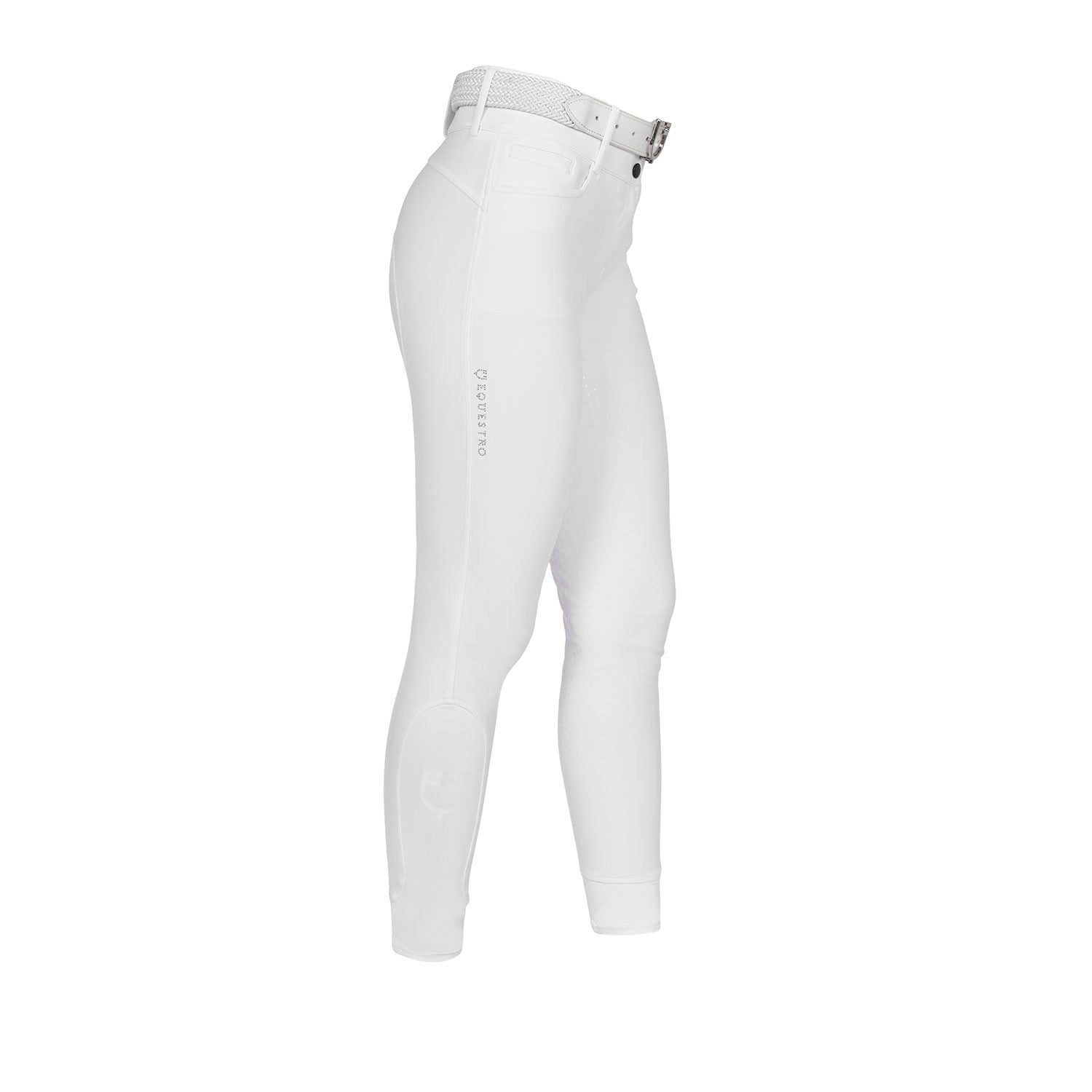 Equestro Women's high-waisted full-grip breeches with rhinestone logo