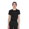 Women's cotton T-shirt with laminated logo