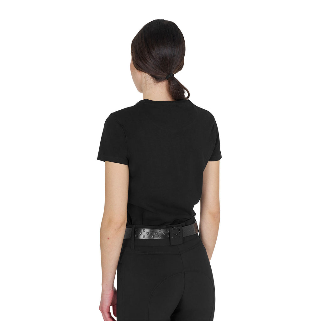 Women's cotton T-shirt with laminated logo