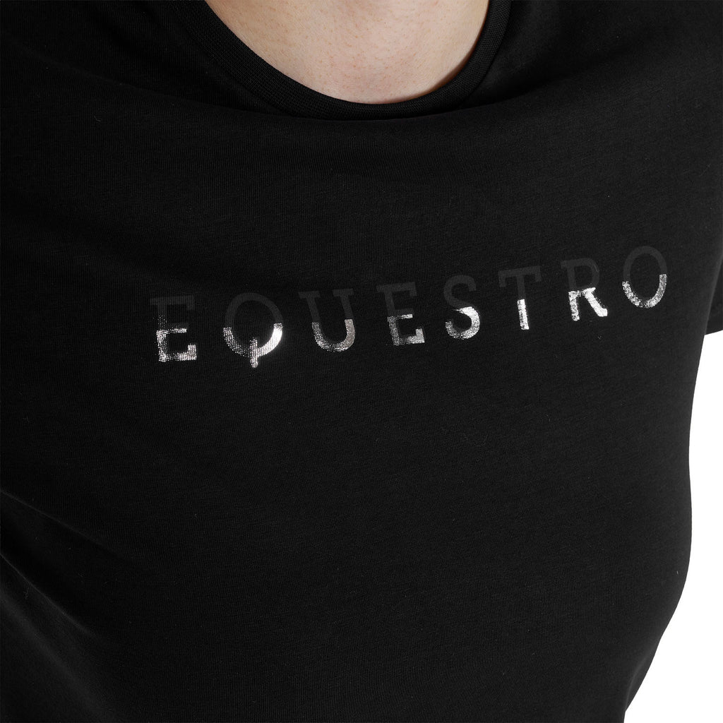 Women's cotton T-shirt with laminated logo