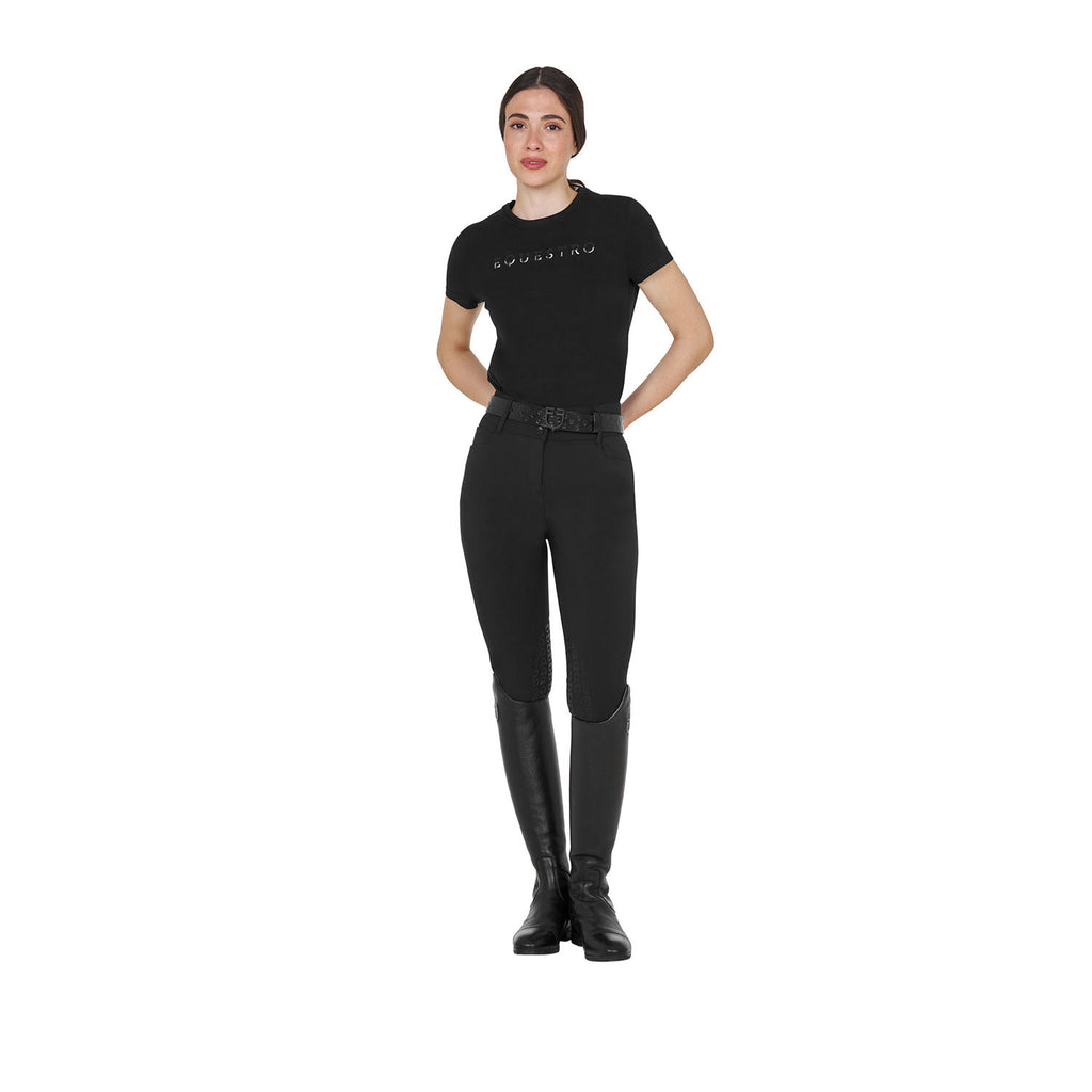 Women's cotton T-shirt with laminated logo