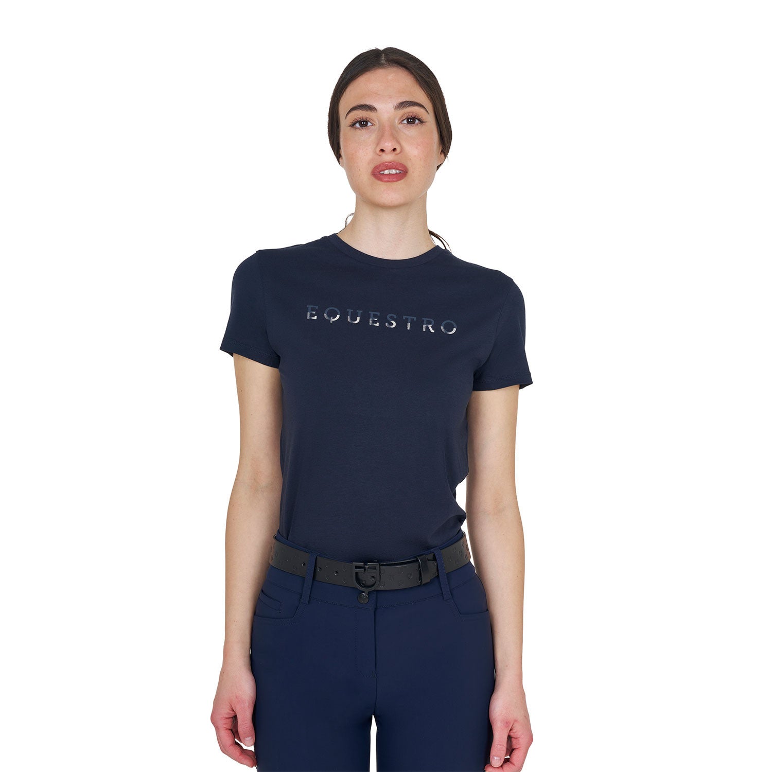 Equestro Women's cotton T-shirt with laminated logo