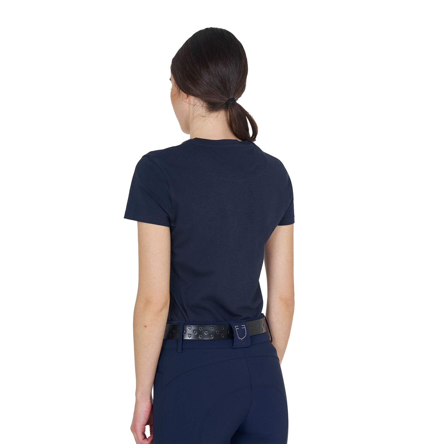 Women's cotton T-shirt with laminated logo