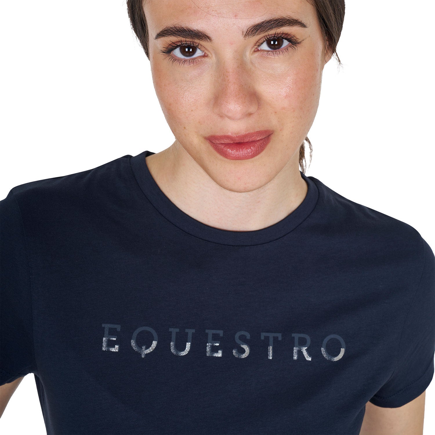 Women's cotton T-shirt with laminated logo