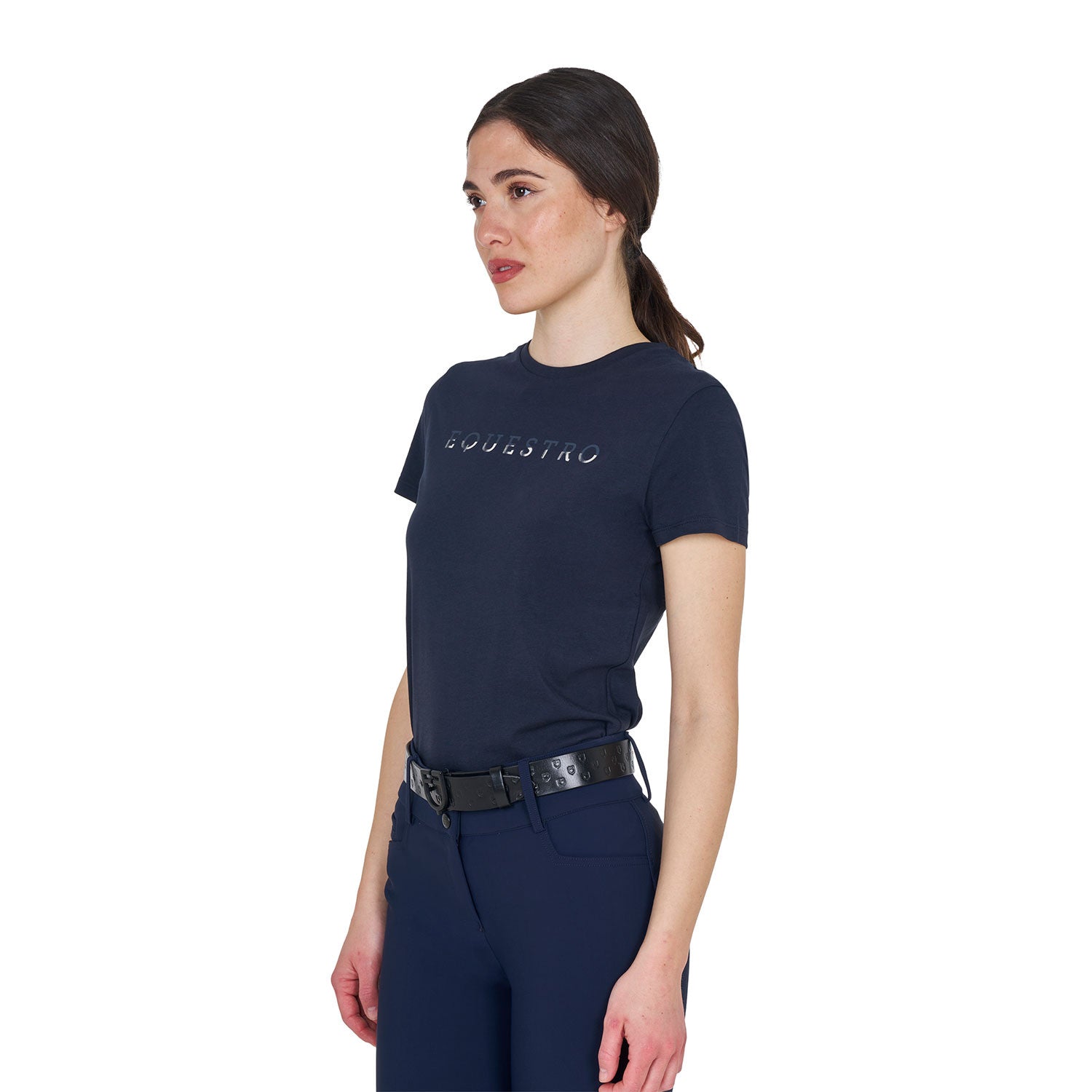 Women's cotton T-shirt with laminated logo