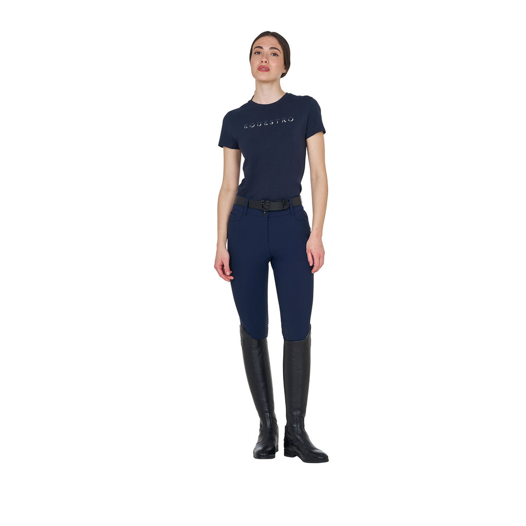 Women's cotton T-shirt with laminated logo