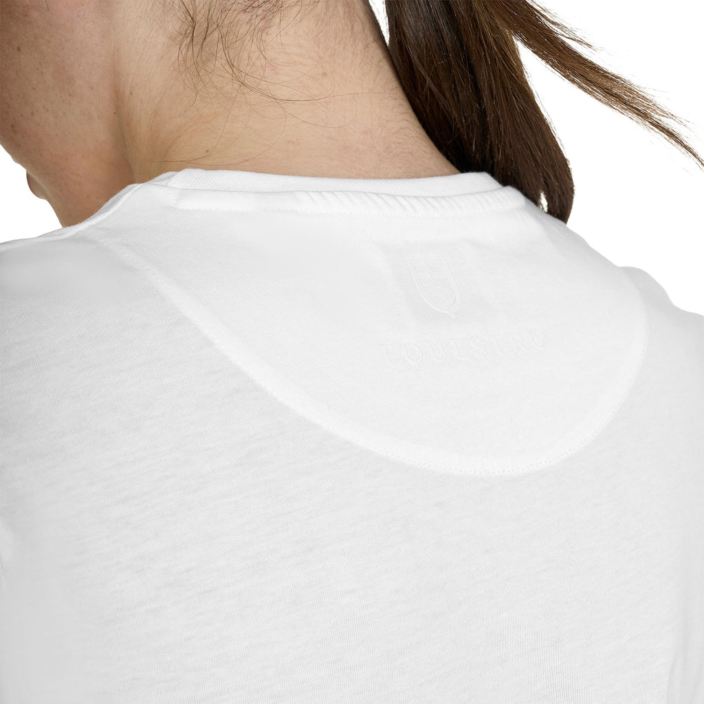 Women's cotton T-shirt with laminated logo