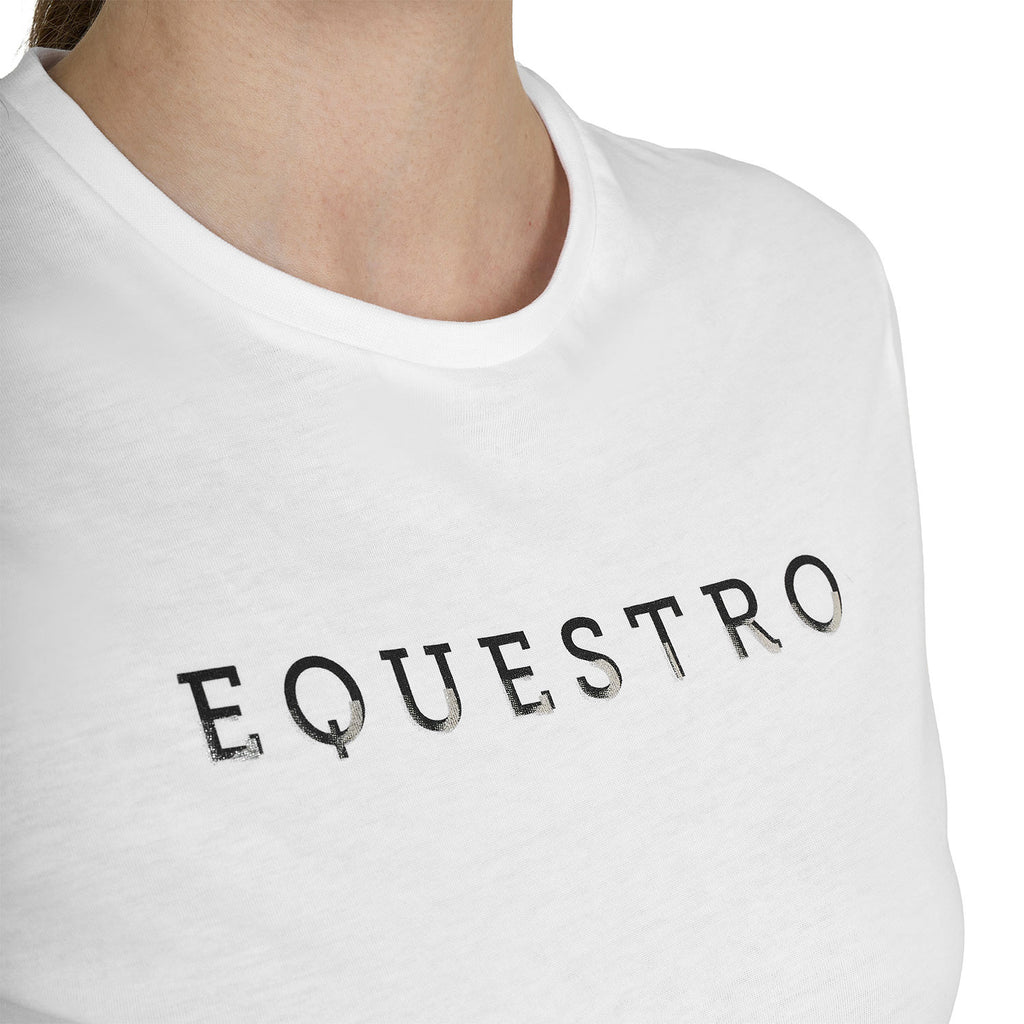 Women's cotton T-shirt with laminated logo