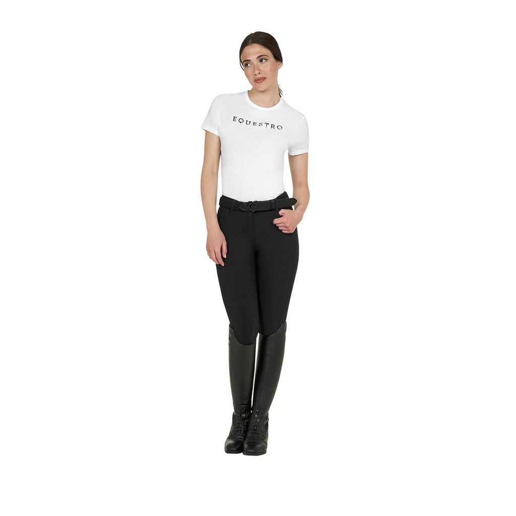 Women's cotton T-shirt with laminated logo