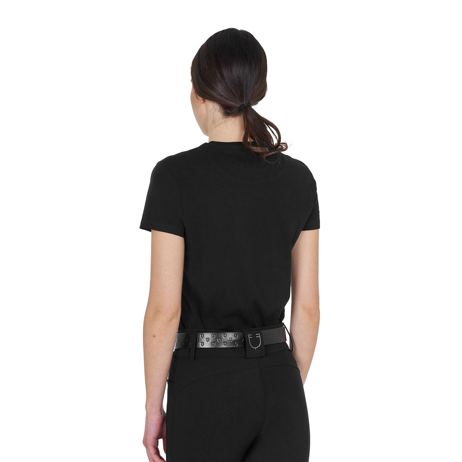 Women's basic T-shirt with tone-on-tone glossy logo