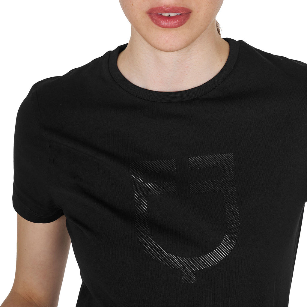 Women's basic T-shirt with tone-on-tone glossy logo