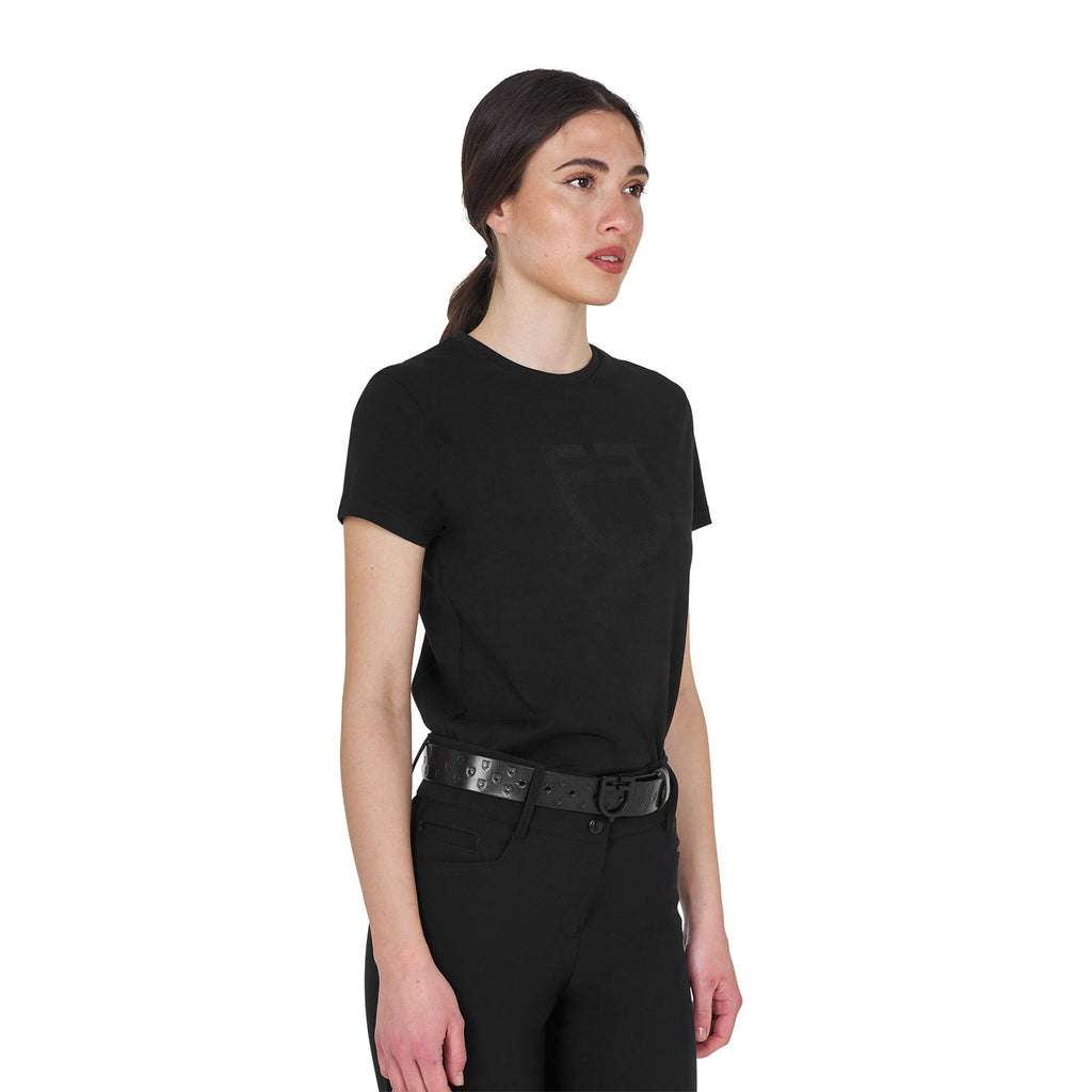 Women's basic T-shirt with tone-on-tone glossy logo