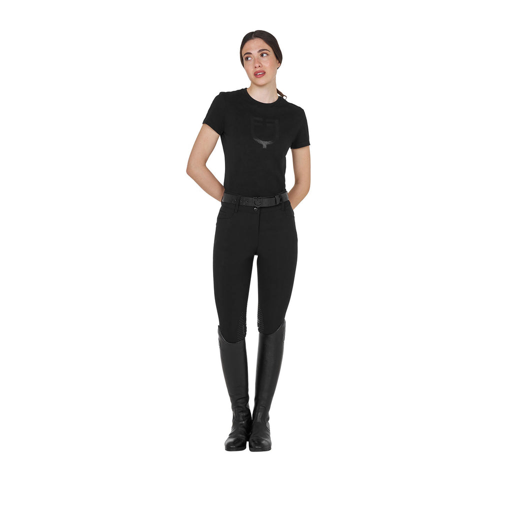 Women's basic T-shirt with tone-on-tone glossy logo