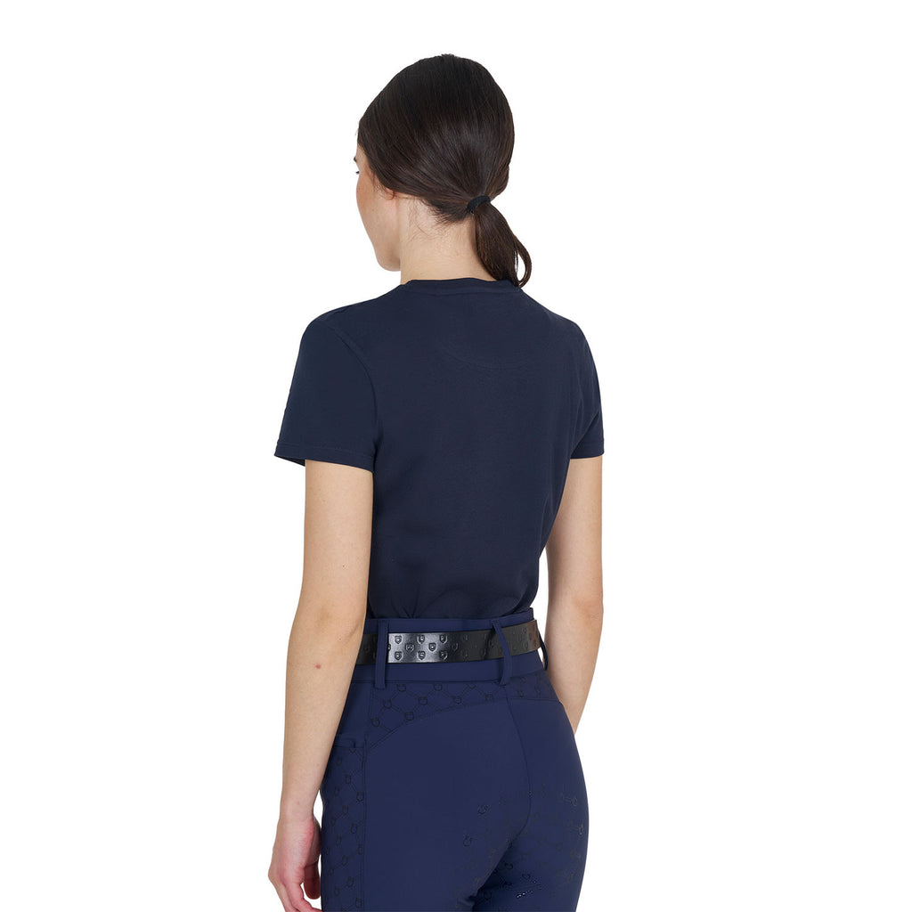 Women's basic T-shirt with tone-on-tone glossy logo