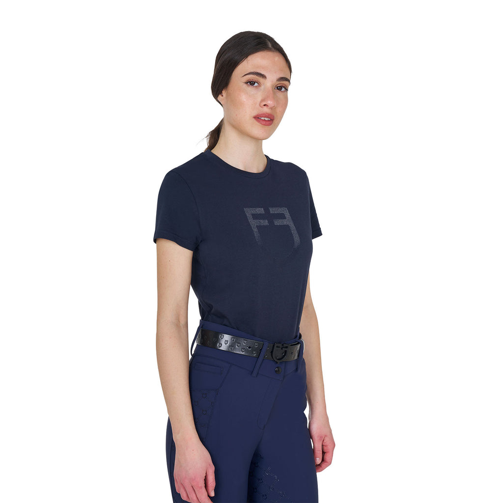 Women's basic T-shirt with tone-on-tone glossy logo