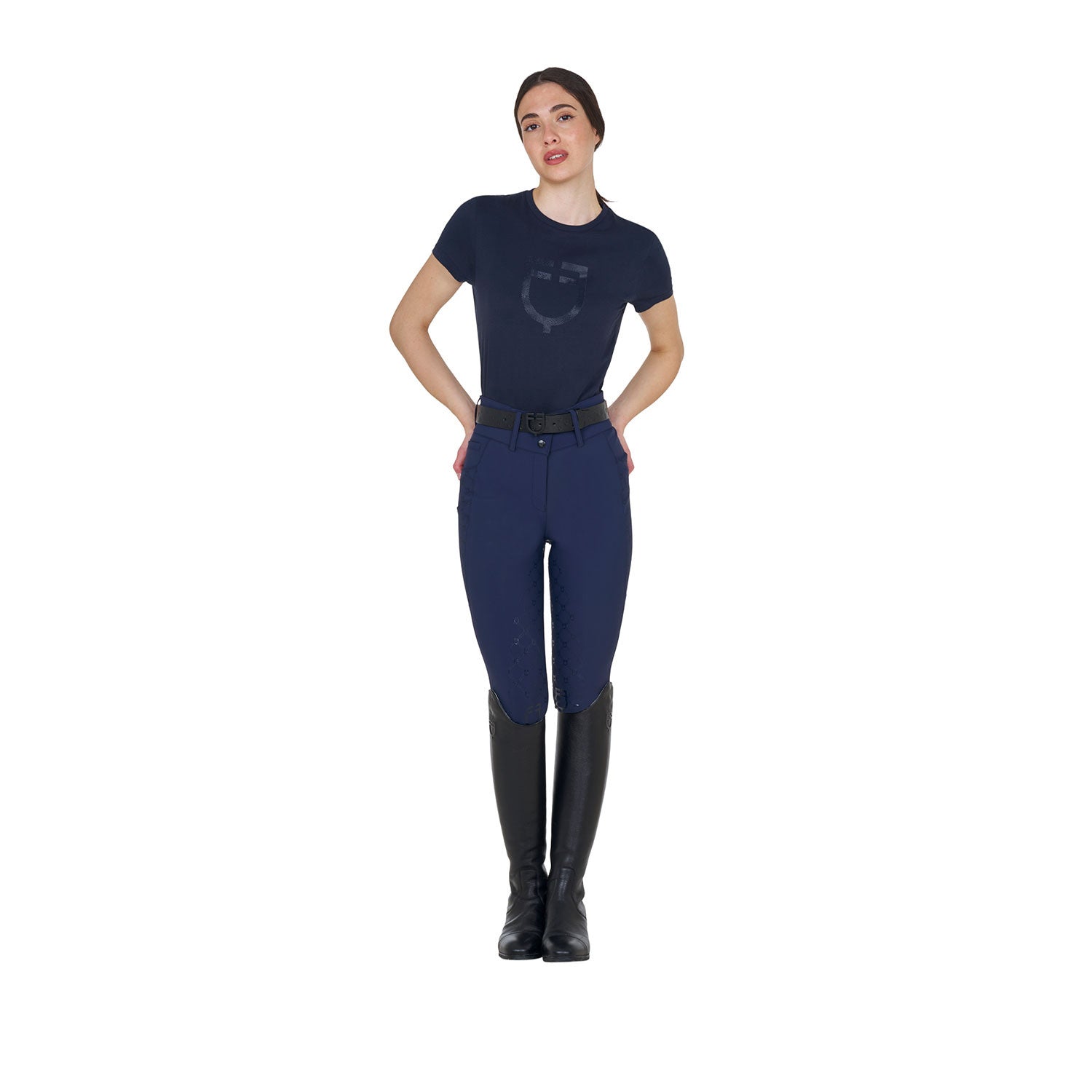 Women's basic T-shirt with tone-on-tone glossy logo