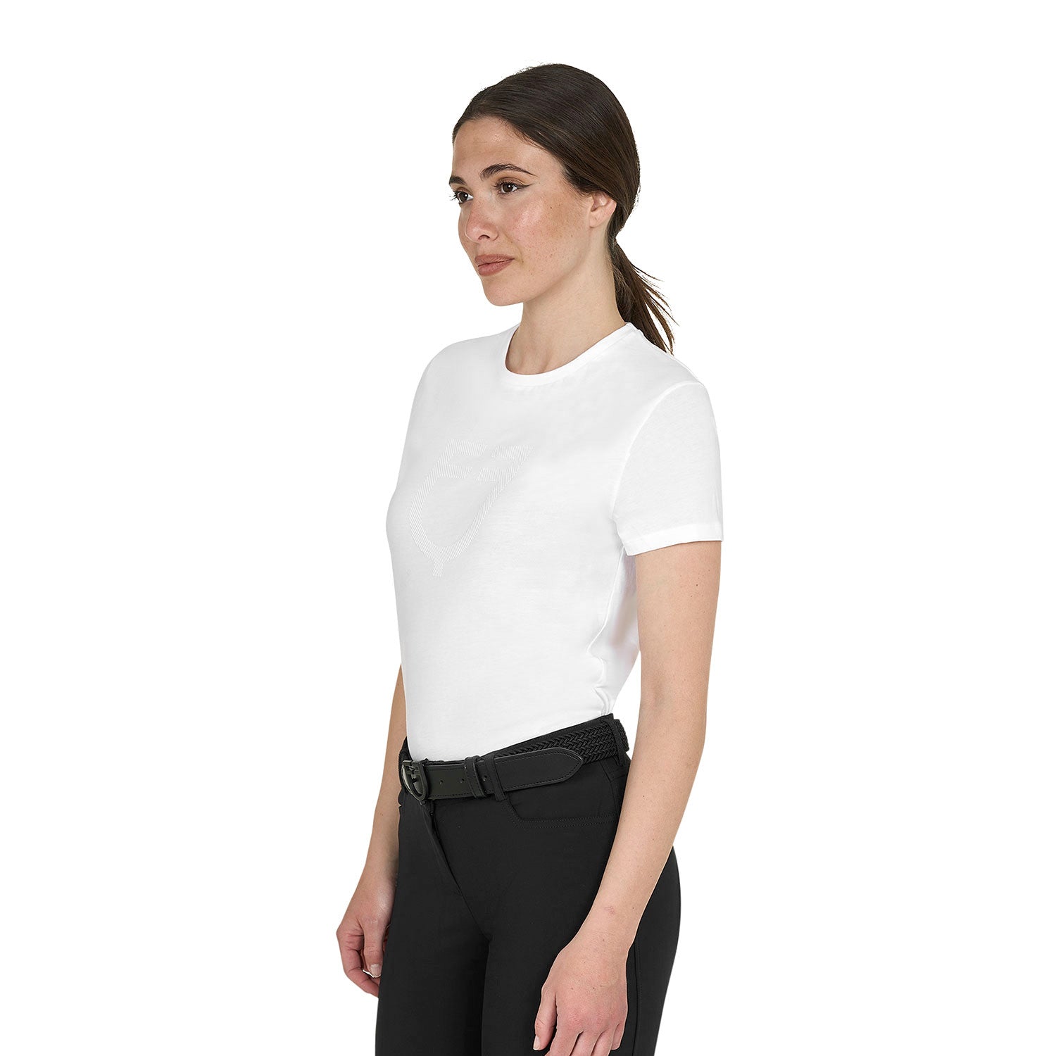 Women's basic T-shirt with tone-on-tone glossy logo