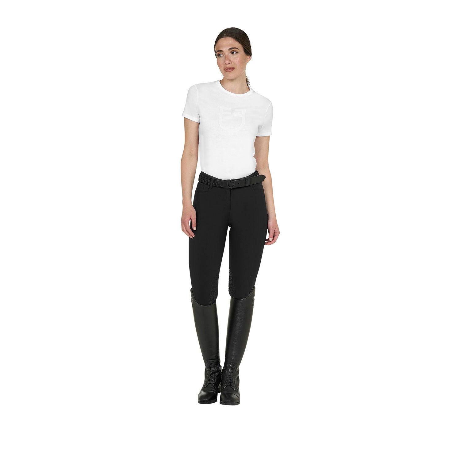 Women's basic T-shirt with tone-on-tone glossy logo
