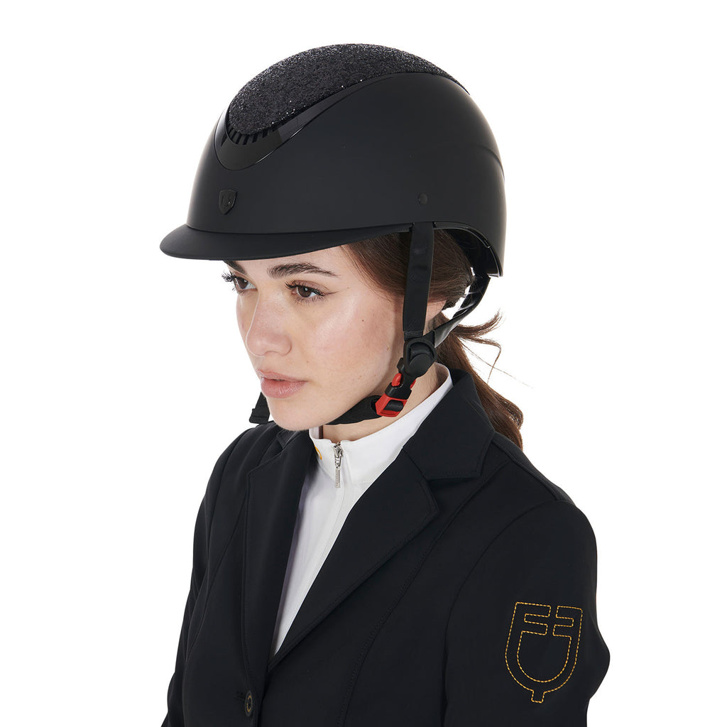 Narrow visor helmet with rhinestones EN 1384-2023 homologation