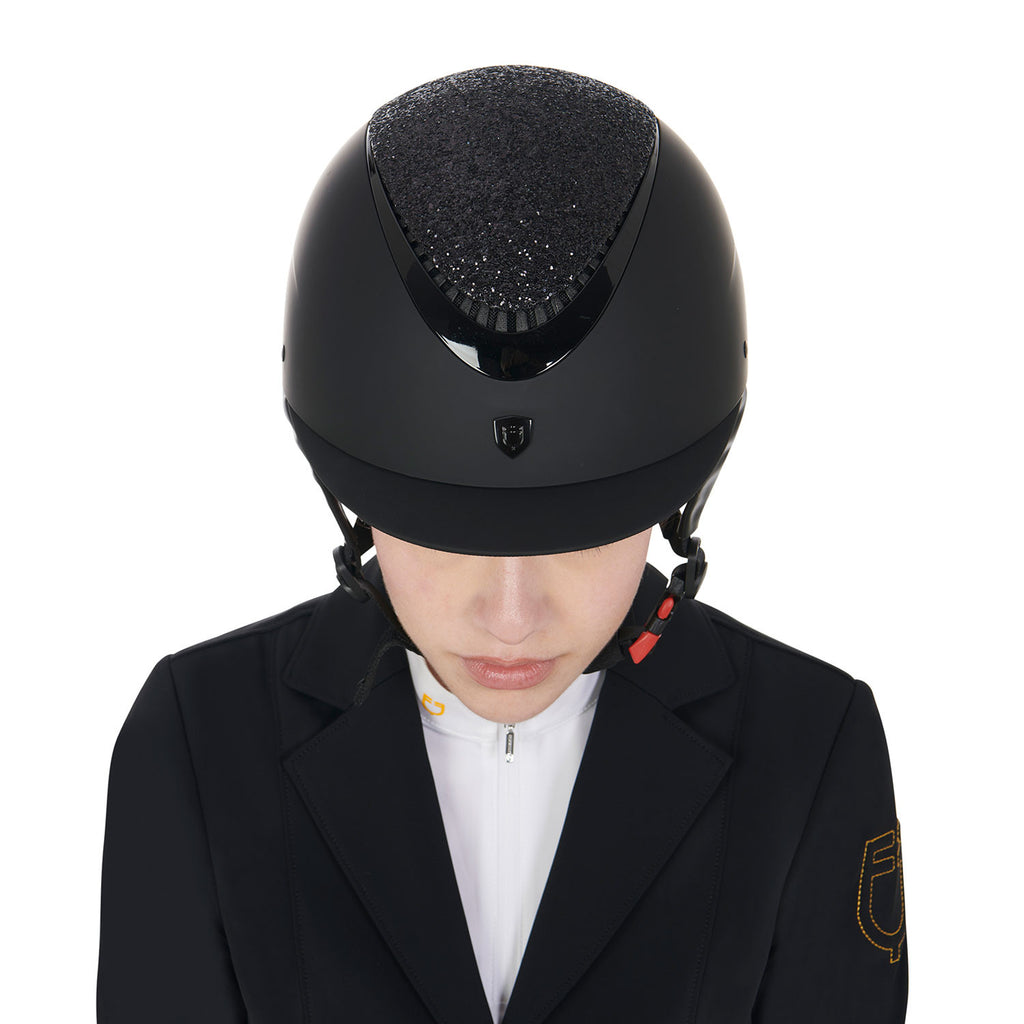 Narrow visor helmet with rhinestones EN 1384-2023 homologation