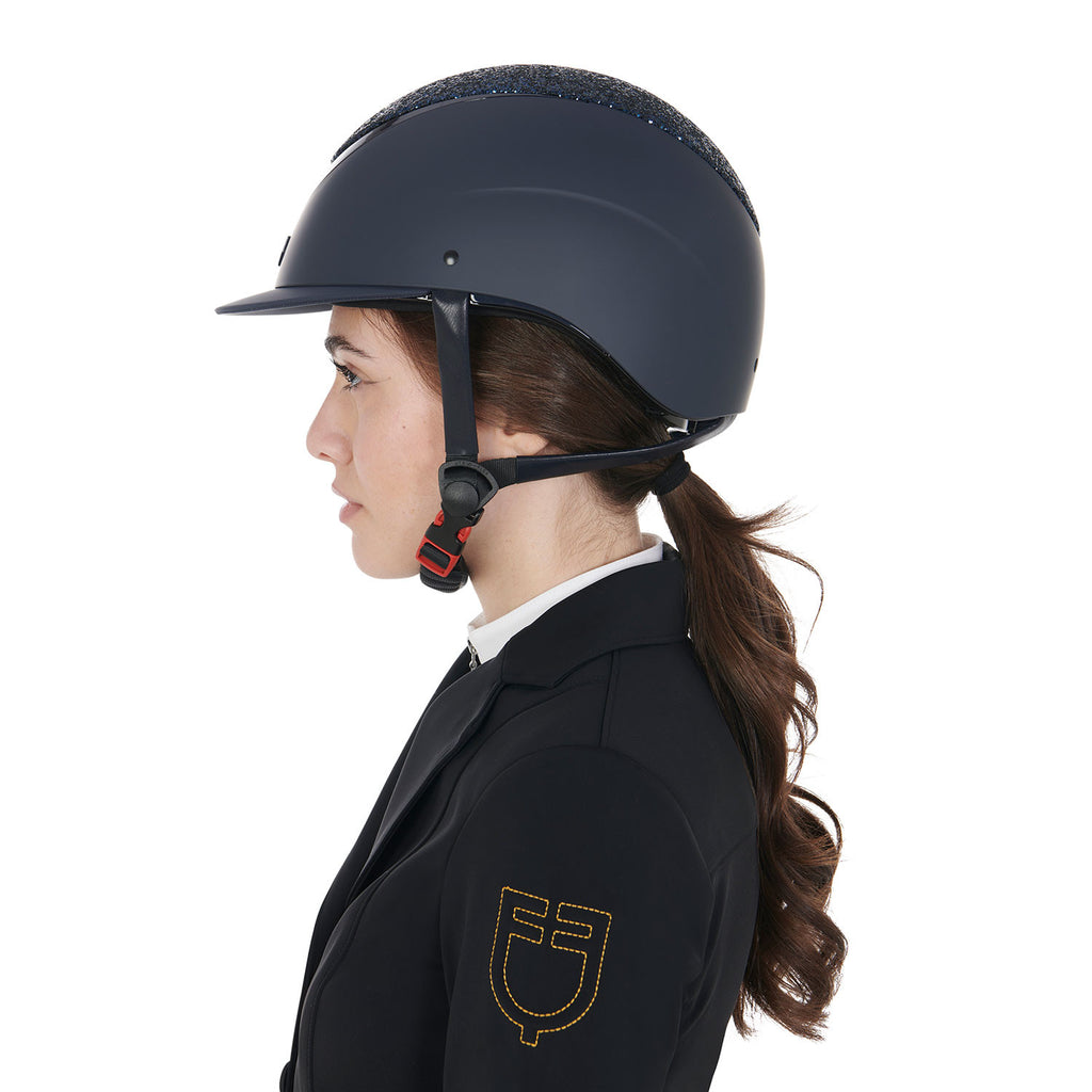 Narrow visor helmet with rhinestones EN 1384-2023 homologation