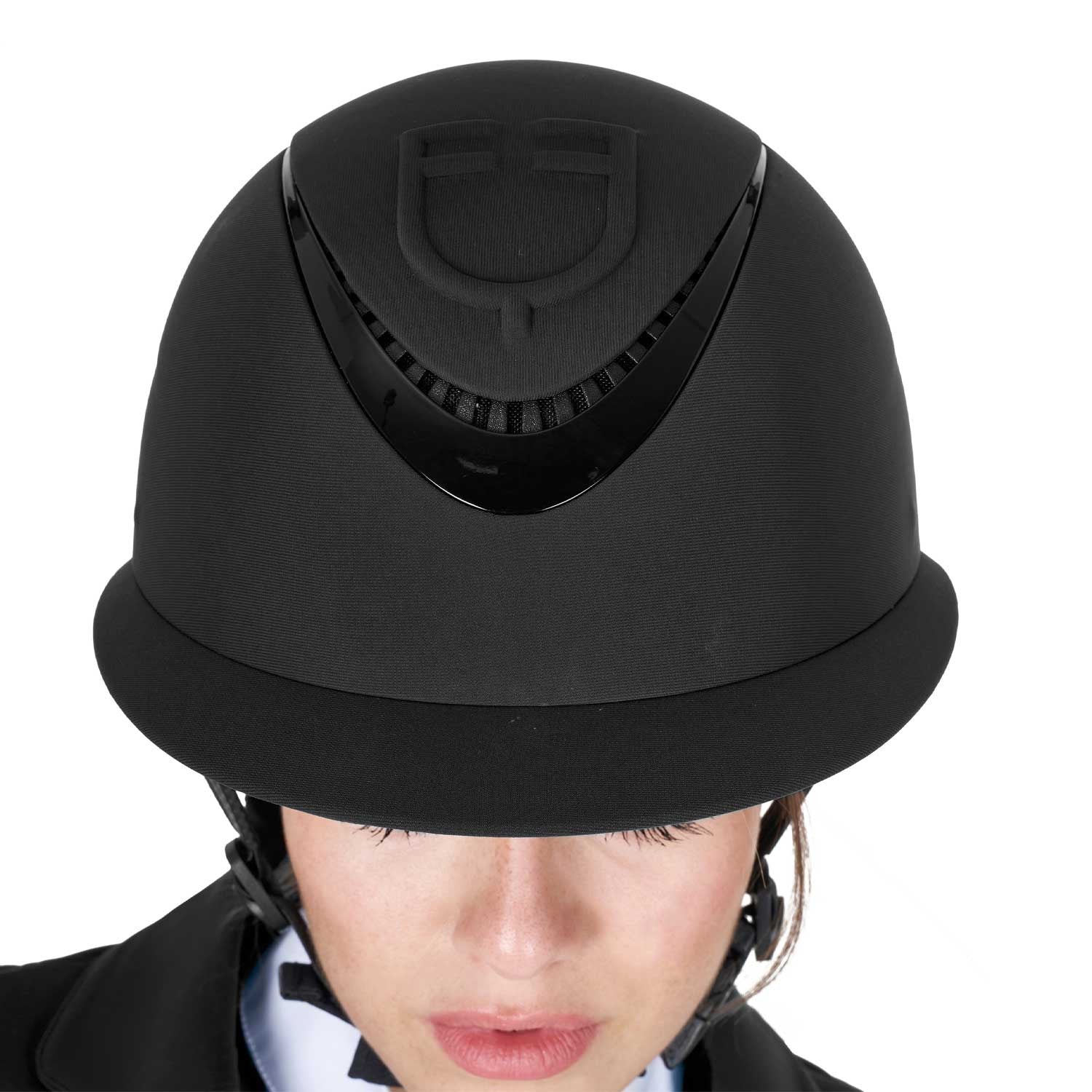 Women's helmet with wide visor and embossed logo homologation EN 1384-2023