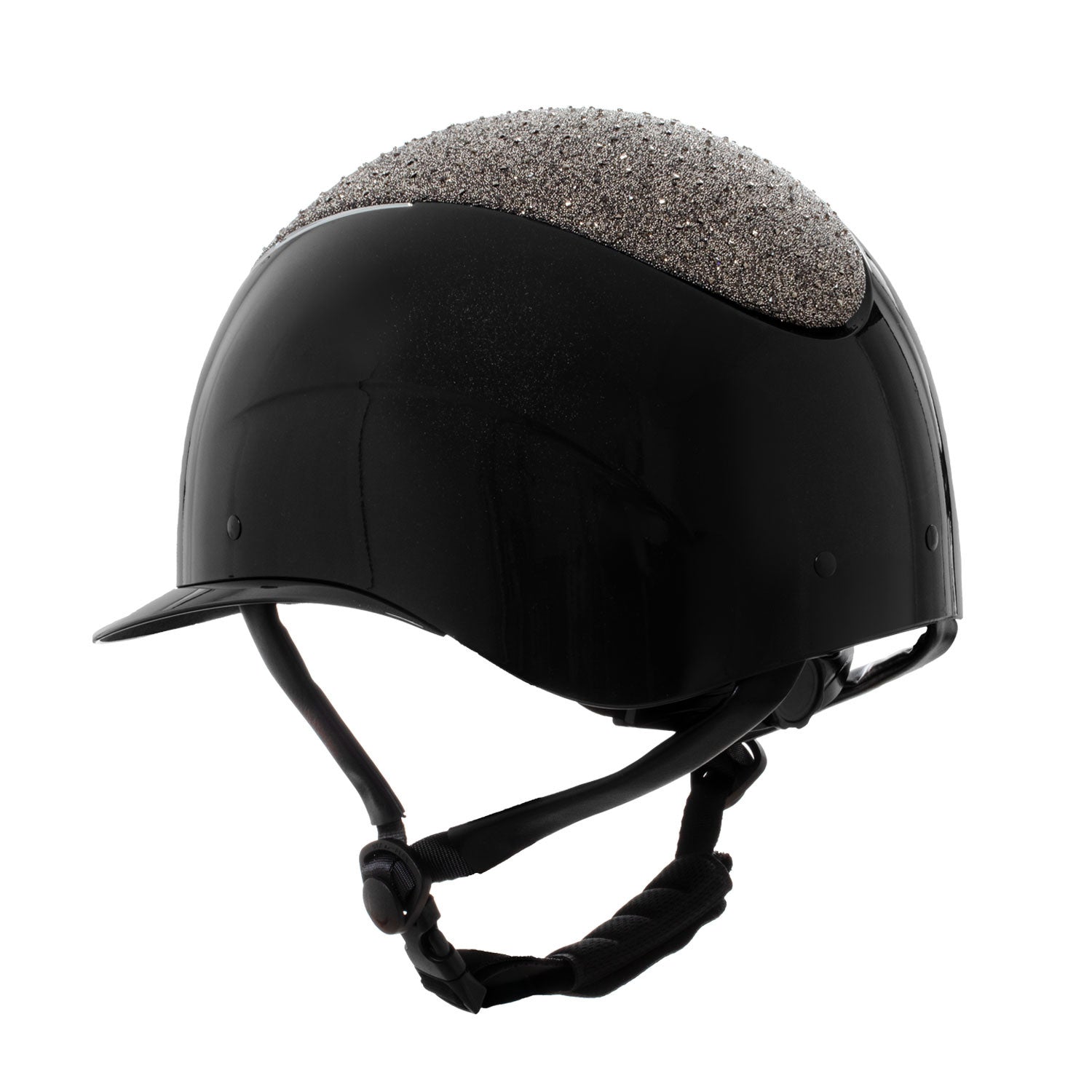 Helmet with wide visor and rhinestones homologation EN 1384-2023