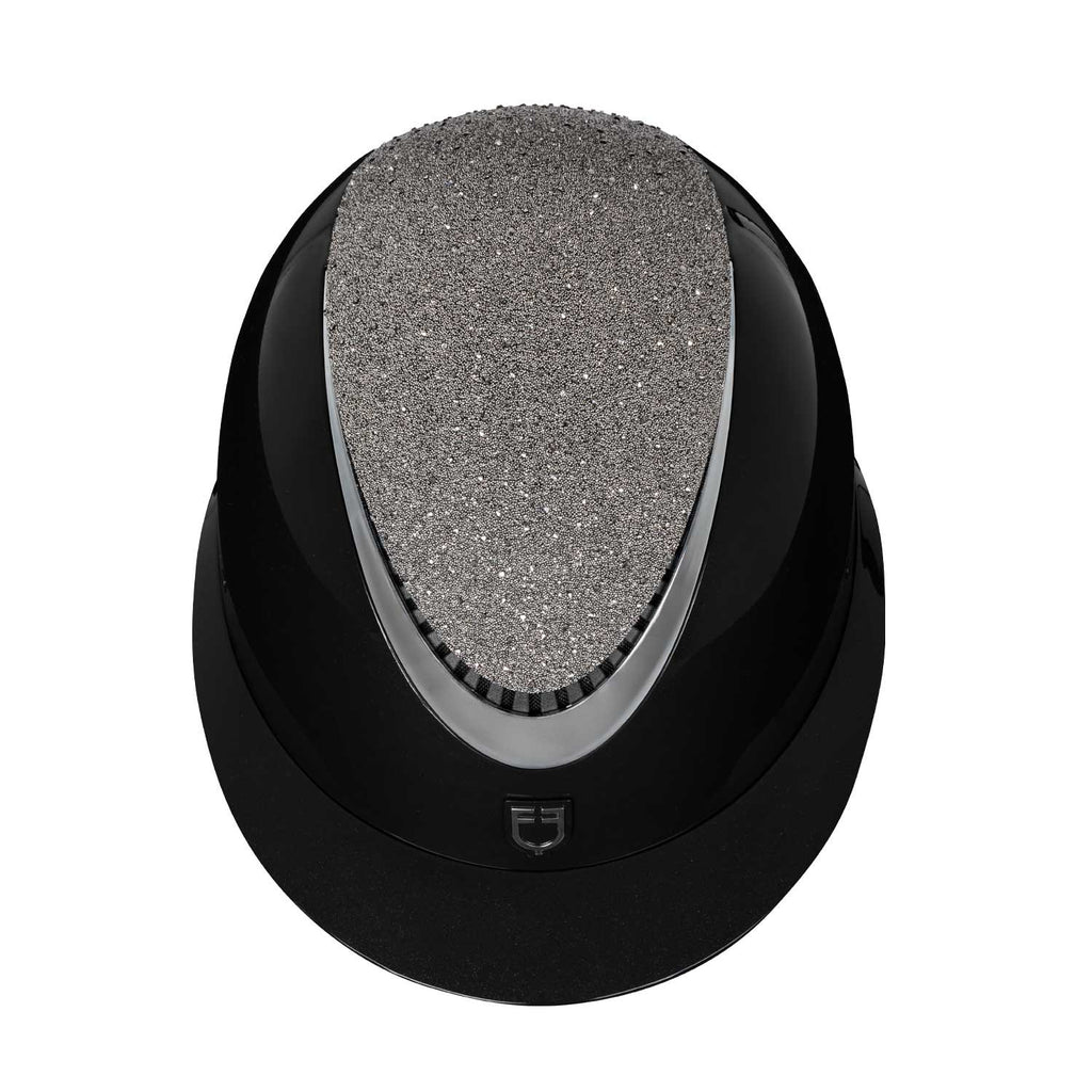 Helmet with wide visor and rhinestones homologation EN 1384-2023
