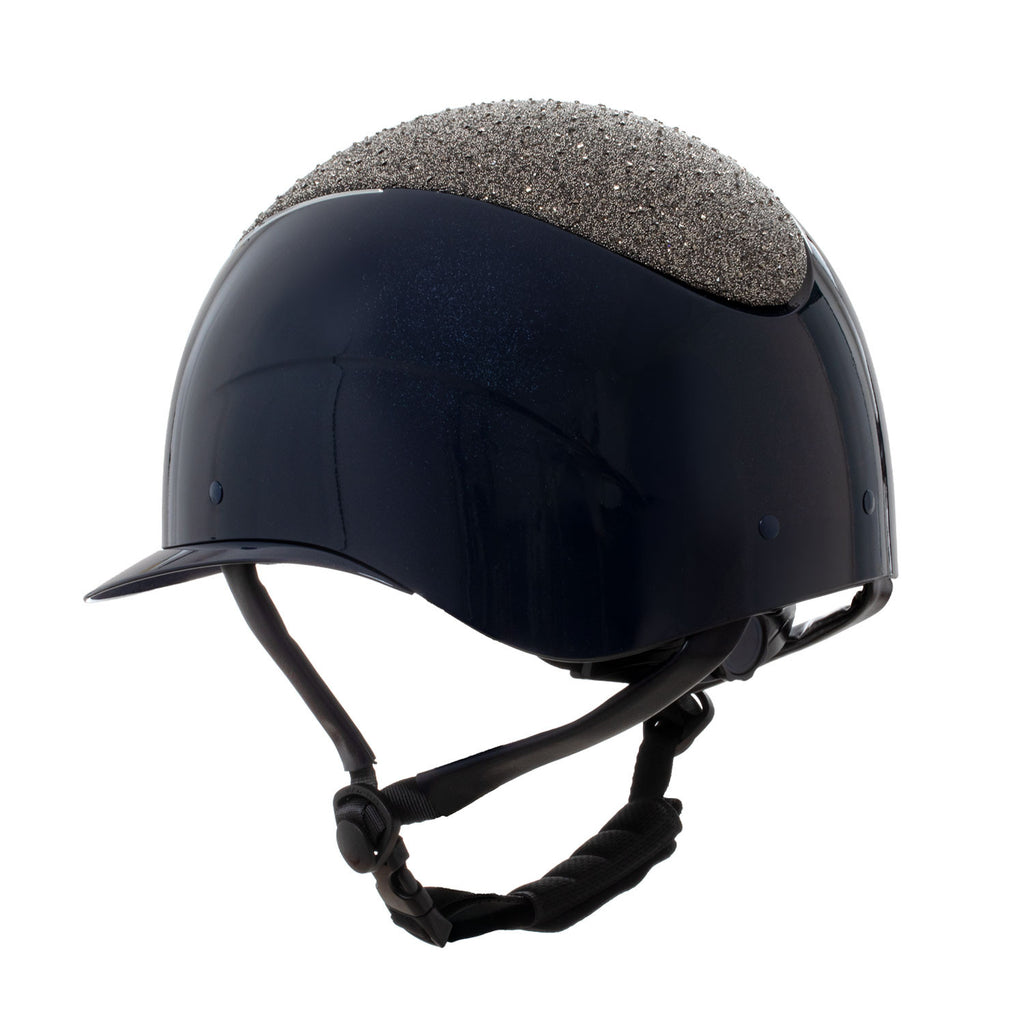 Helmet with wide visor and rhinestones homologation EN 1384-2023