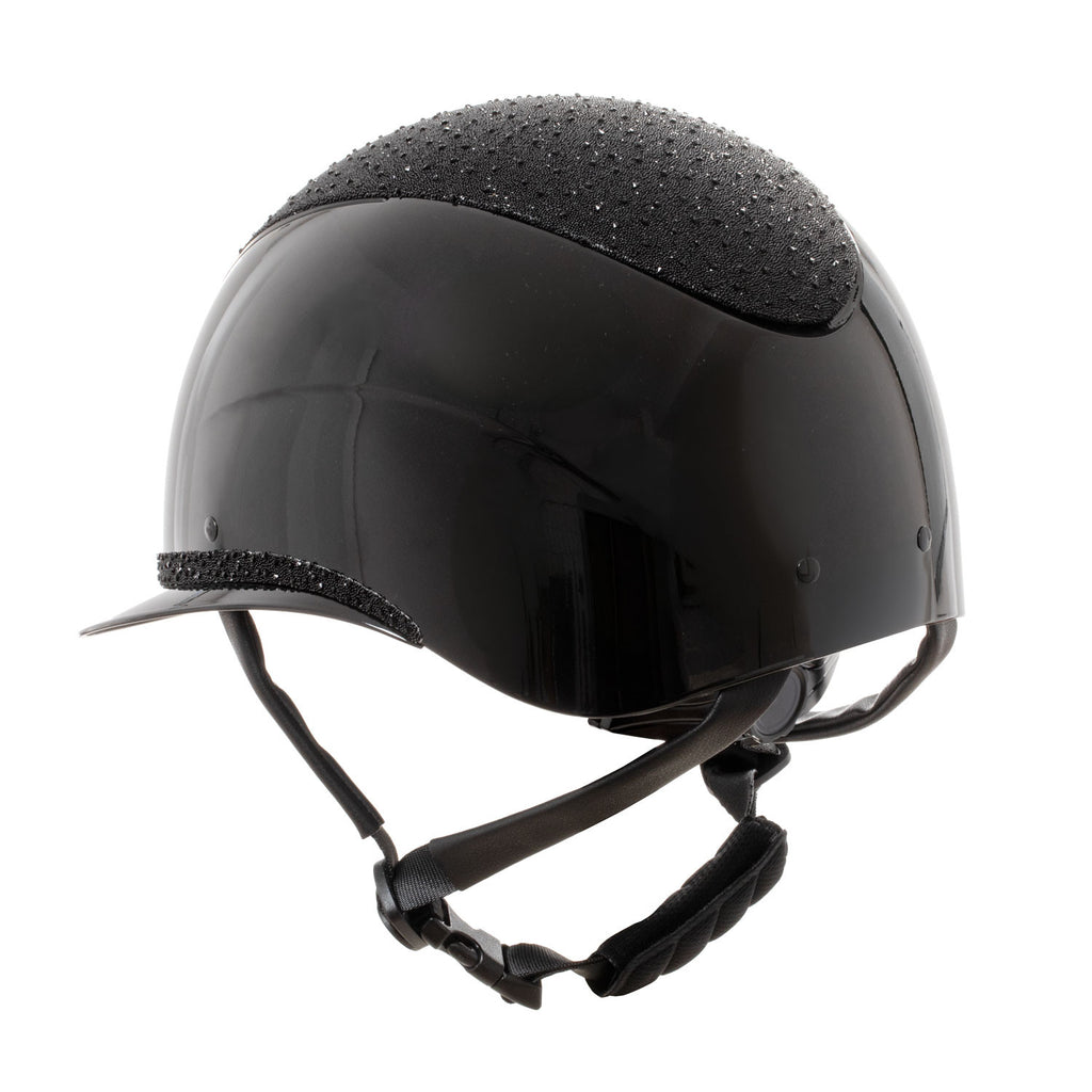 Helmet with wide visor and rhinestones homologation EN 1384-2023