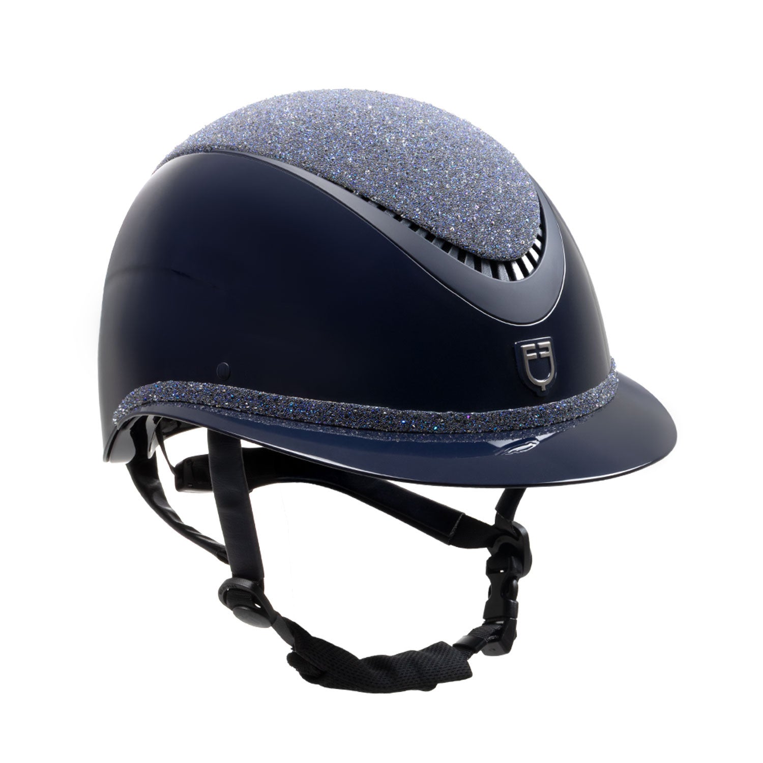 Helmet with wide visor and rhinestones homologation EN 1384-2023