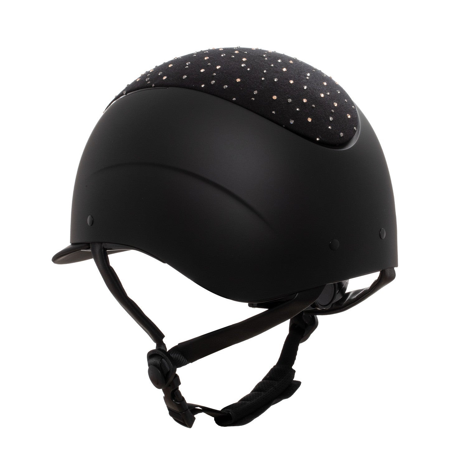 Matt helmet with narrow visor and rhinestone logo homologation EN 1384-2023