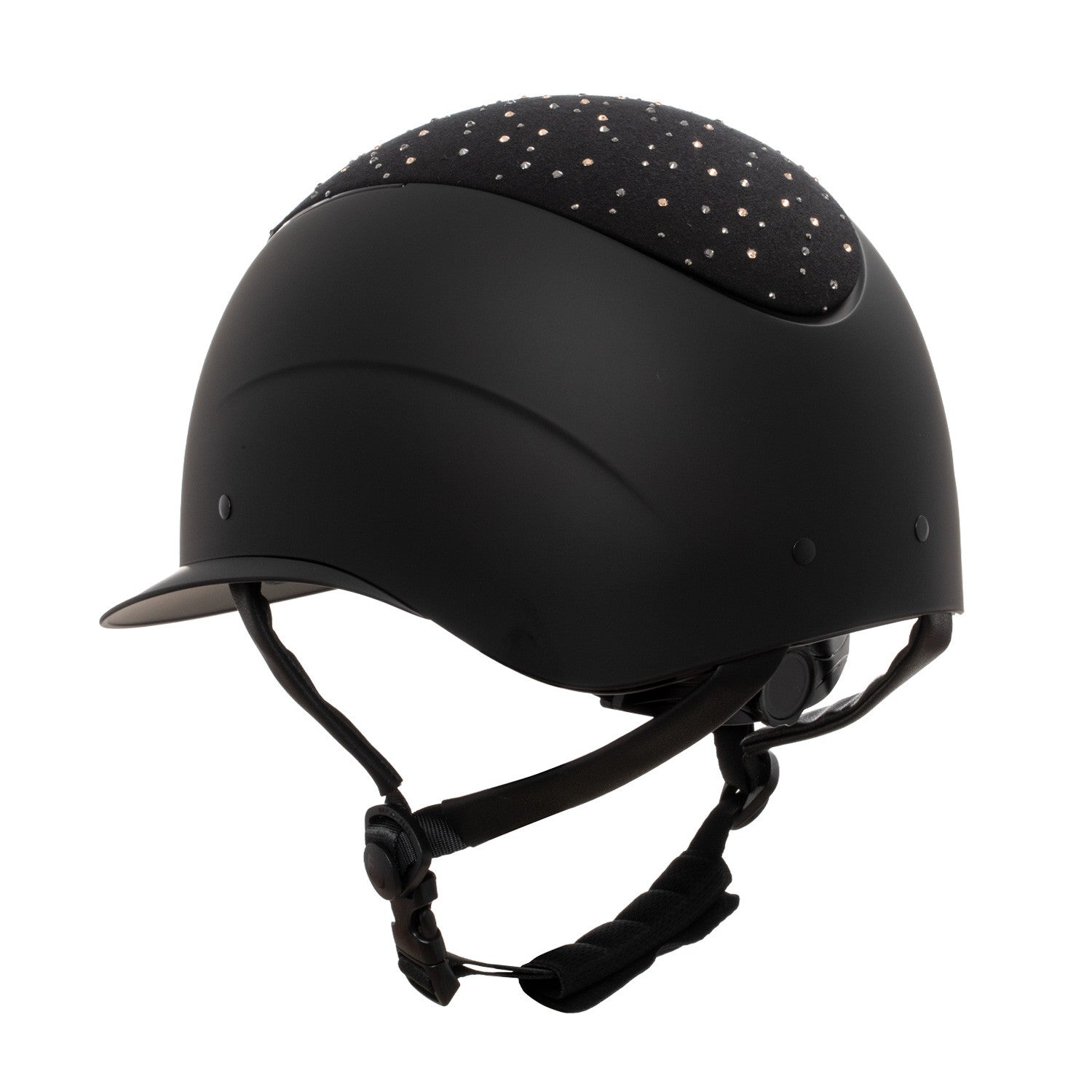 Matt helmet with wide visor and rhinestone logo homologation EN 1384-2023
