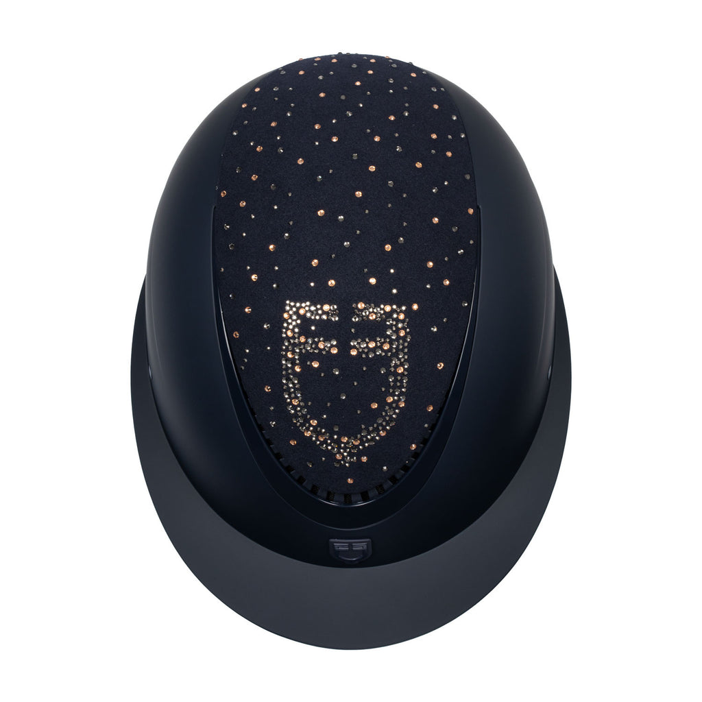 Matt helmet with wide visor and rhinestone logo homologation EN 1384-2023