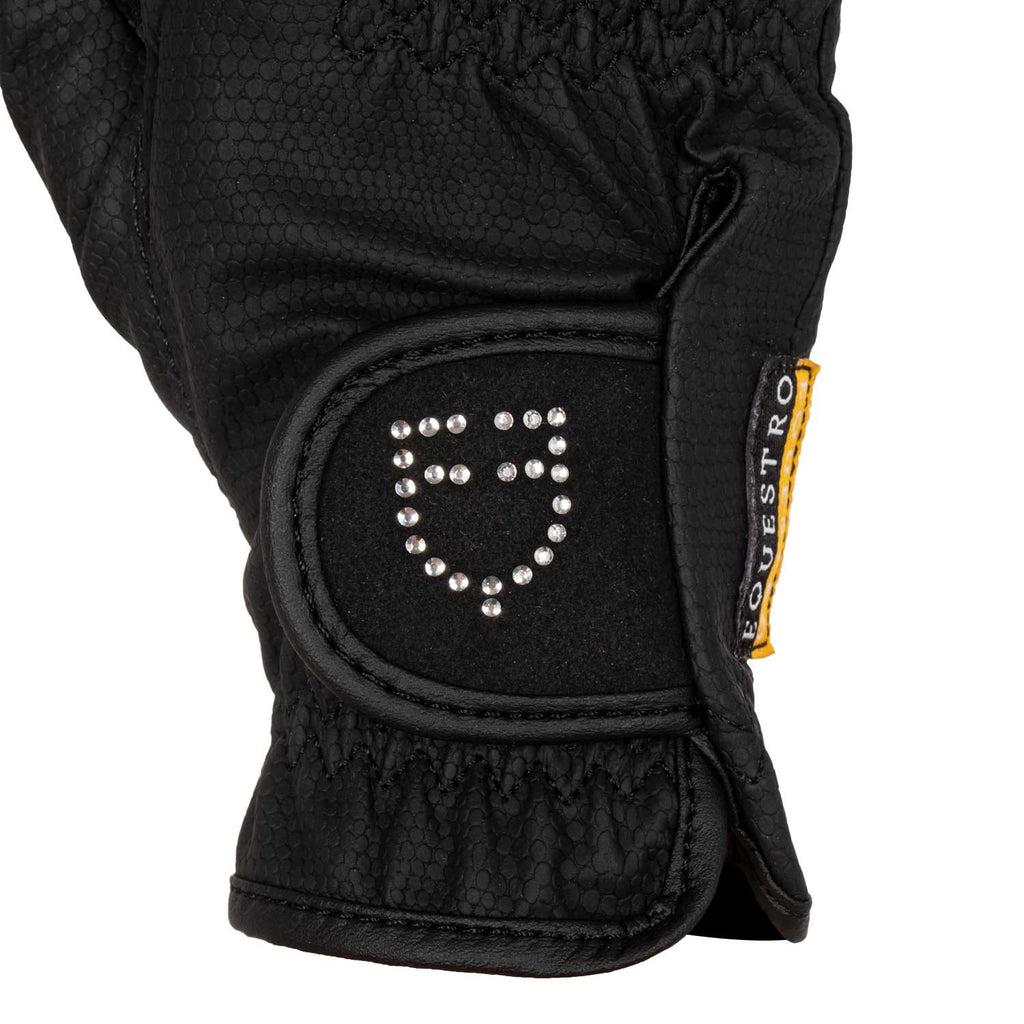 Women's gloves in soft technical fabric with glitter logo