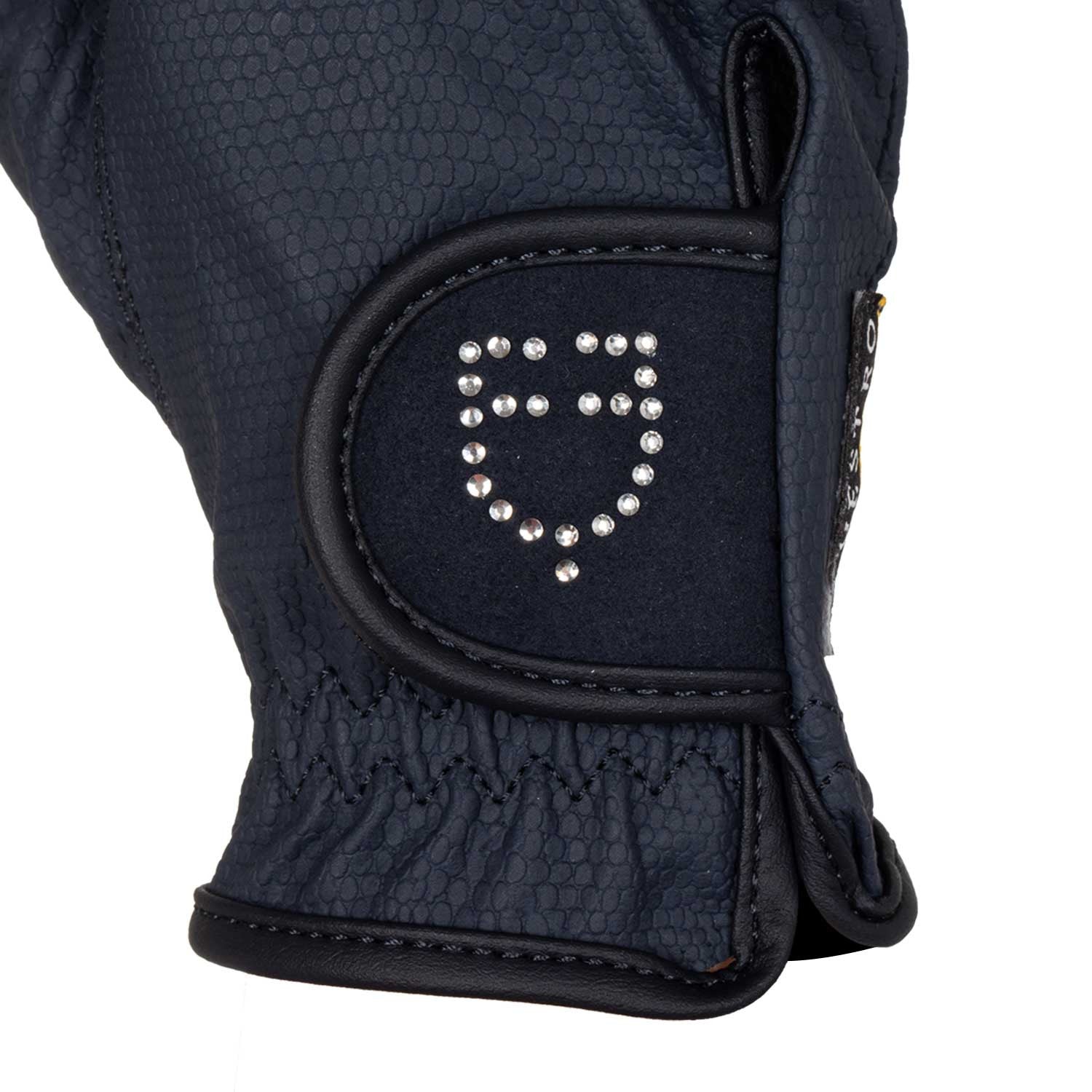 Women's gloves in soft technical fabric with glitter logo