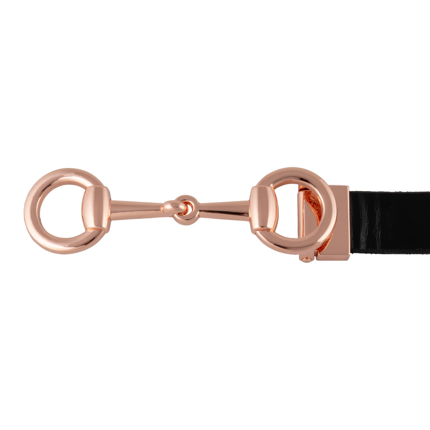 Women's glossy belt with snaffle bit buckle