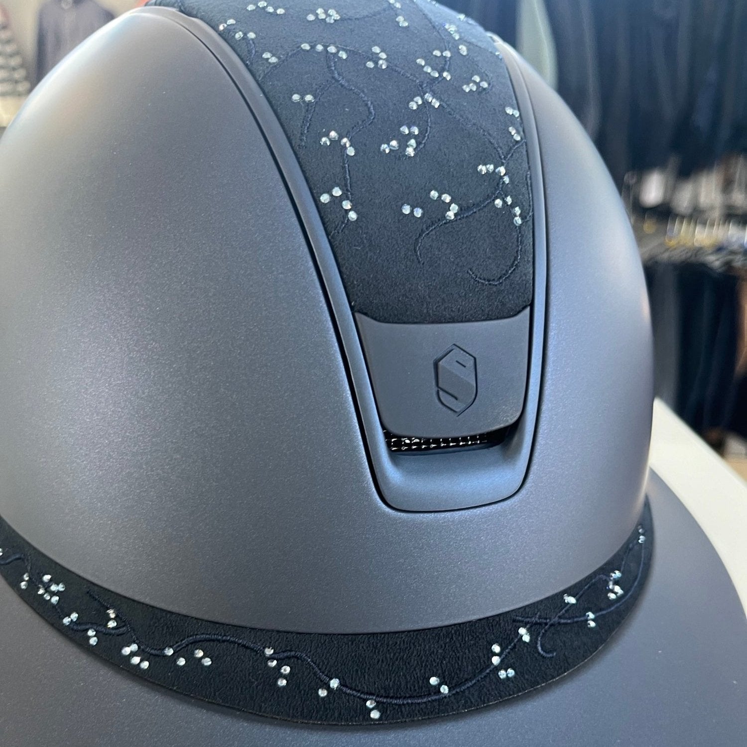 Samshield MissShield 2.0 Blue with Crystal leaf top and frontal band with matt blue trim and badge M- in stock and ready to ship!