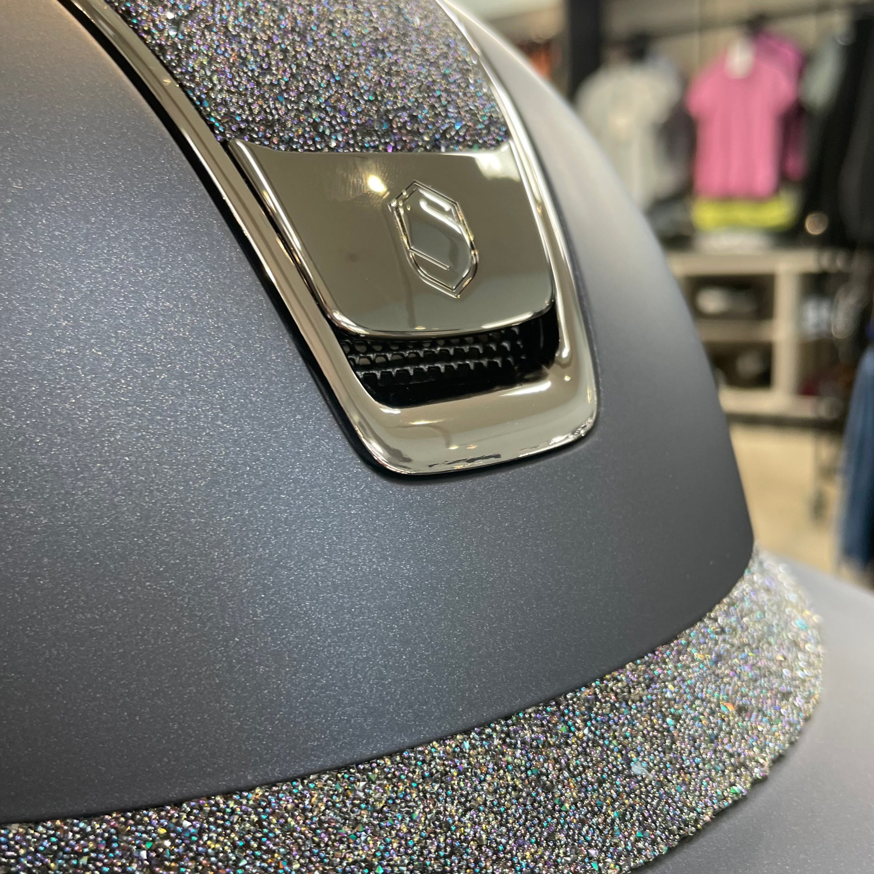 Samshield MissShield Blue with Swarovski paradise shine top and frontal band 2.0 L- in stock and ready to ship!