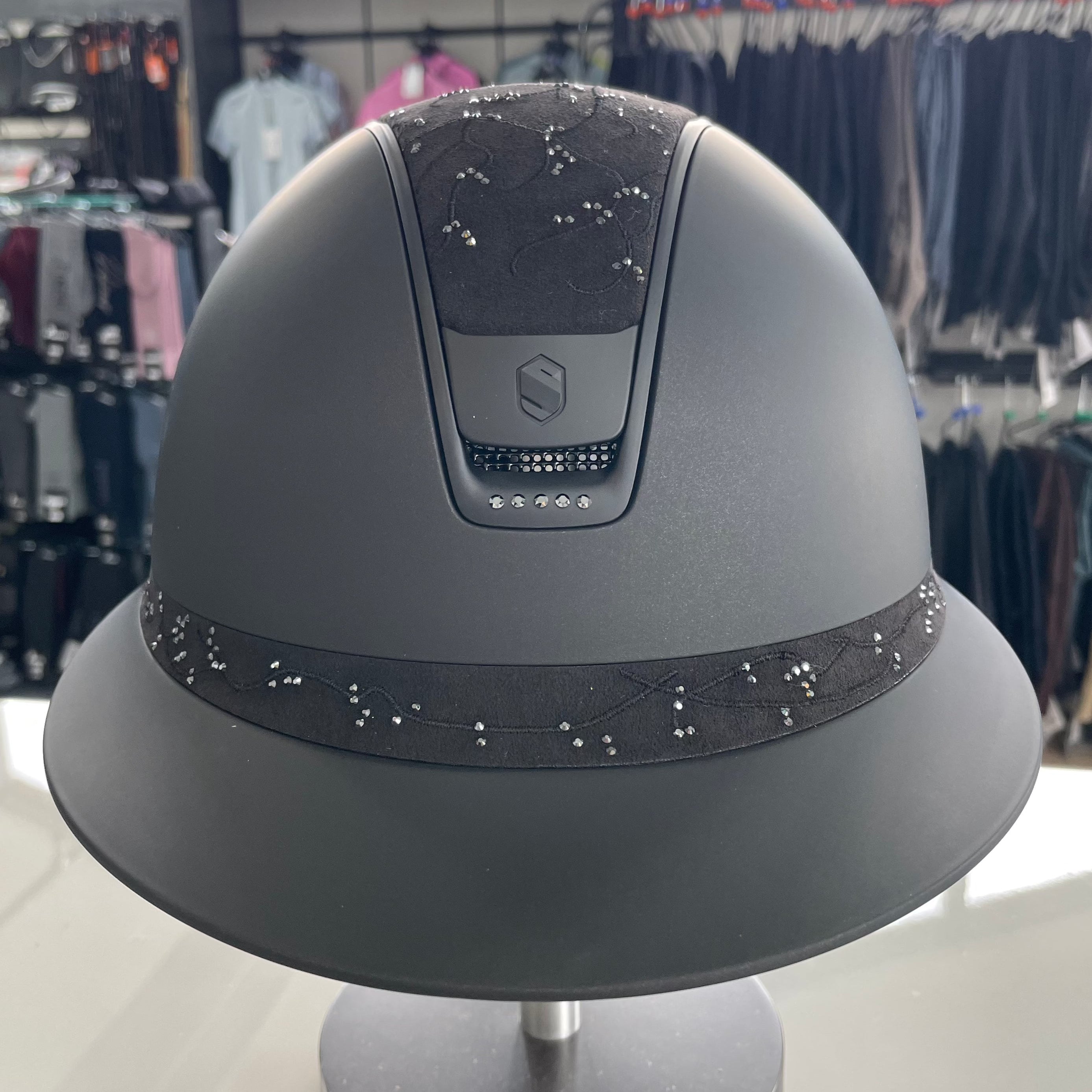 Samshield MissShield Black Matt with 5 crystals, crystal leaf top and frontal band 2.0 (M and L available)- in stock and ready to ship!