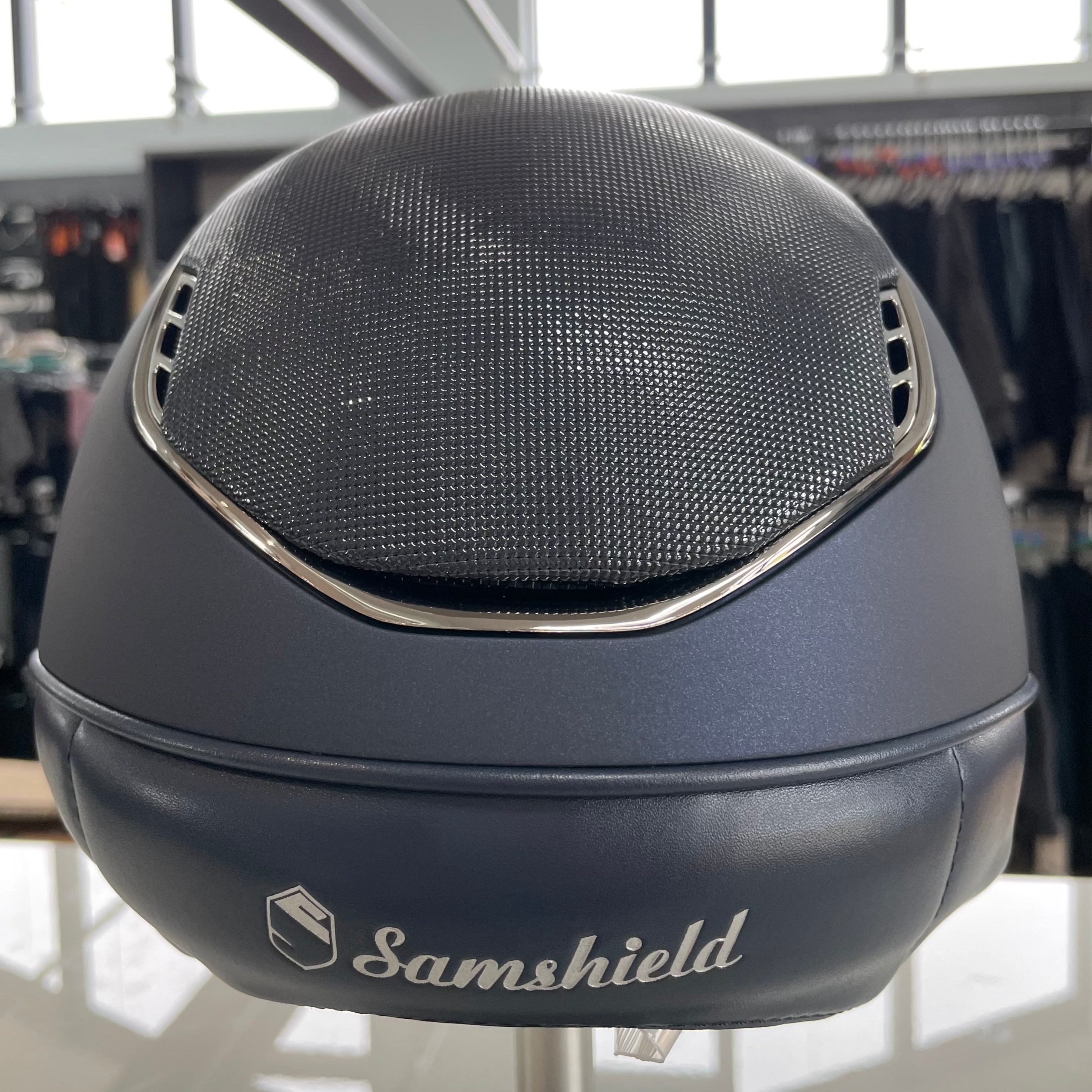 Samshield MissShield 2.0 Blue with Black chrome and shimmer top and frontal band M- in stock and ready to ship!