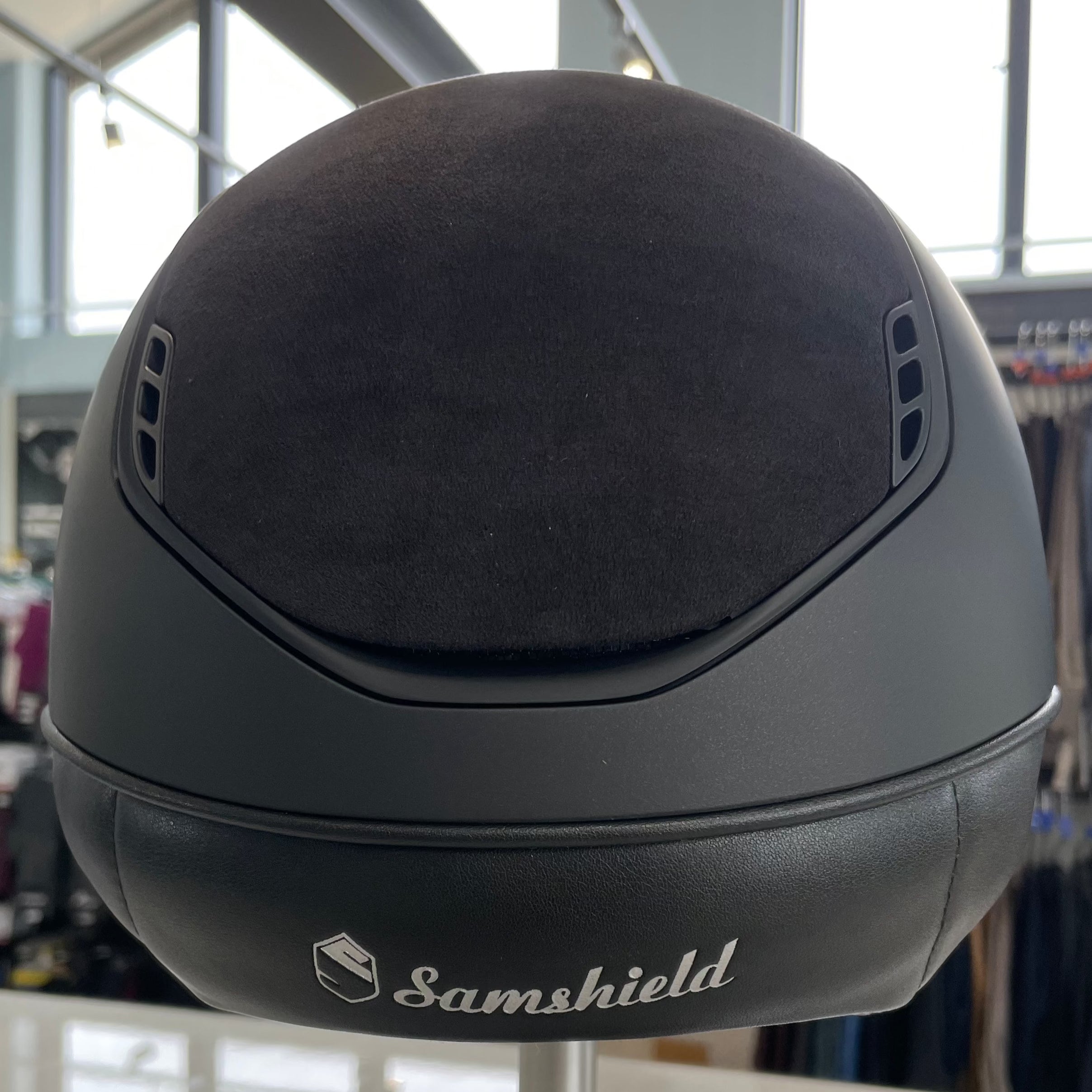 Samshield MissShield 2.0 Black, matt black with alcantara top and frontal band and 5 front crystals (medium&large) - in stock and ready to ship!