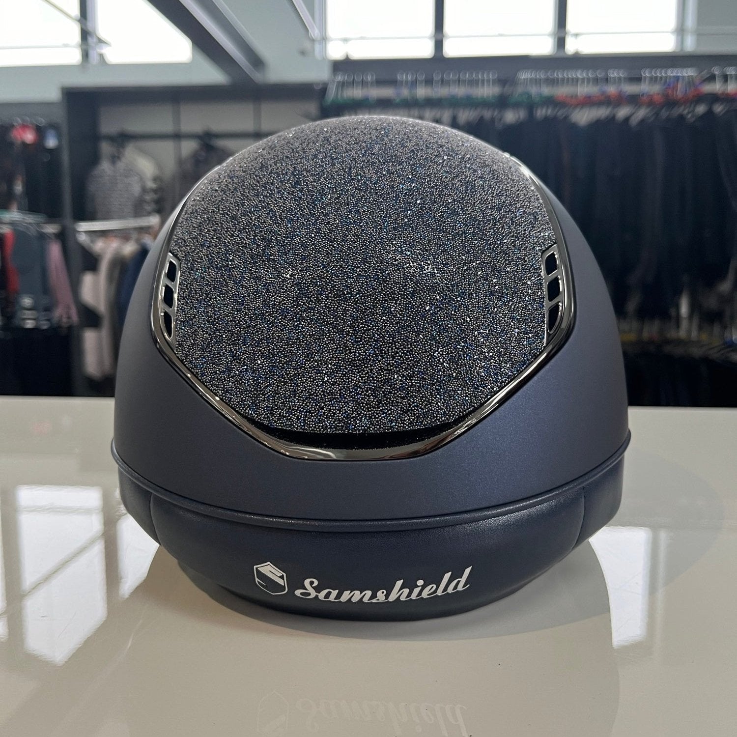 Samshield MissShield 2.0 Blue, chrome black with bermuda blue top and frontal band M - in stock and ready to ship!