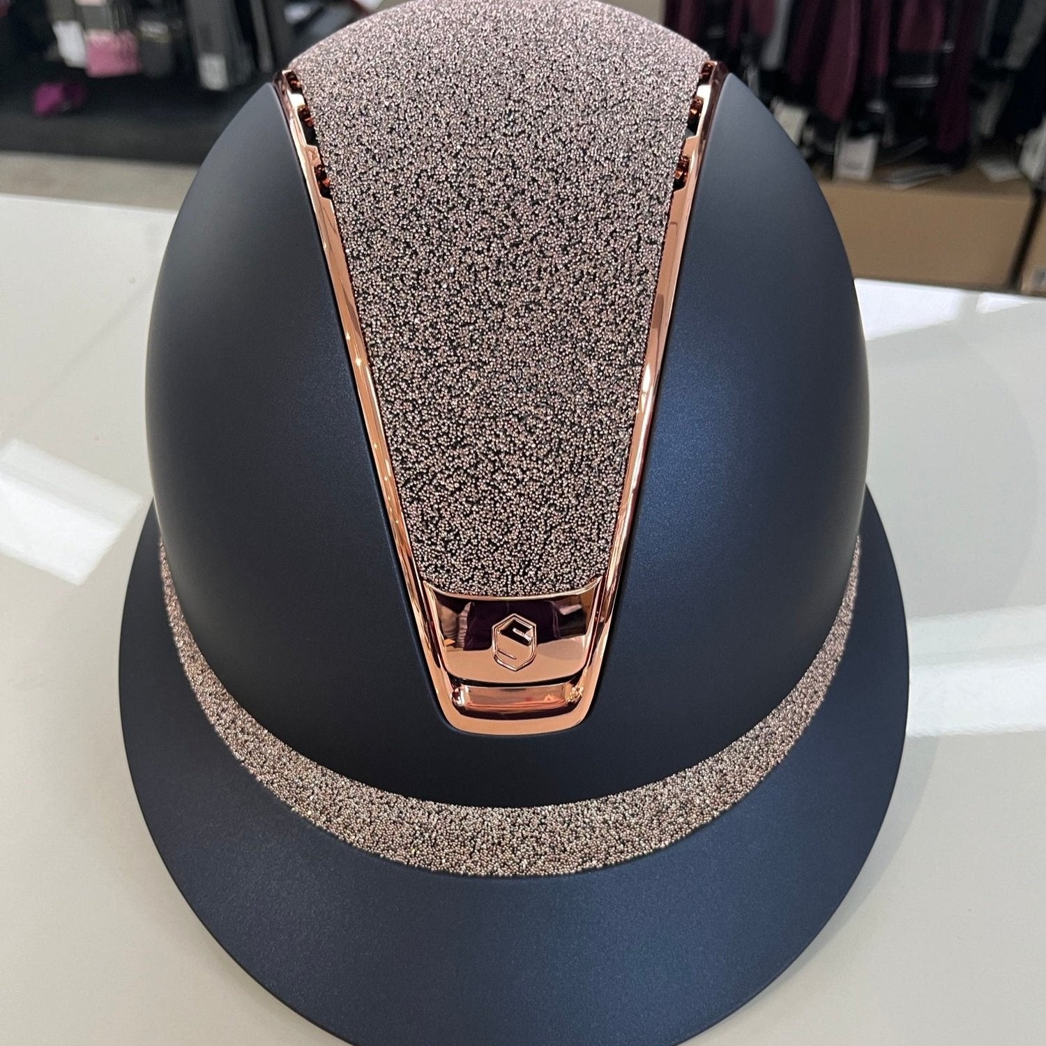 Samshield Miss Shield 2.0 Blue, chrome rosegold with rosegold swarovski top and frontal band M - in stock and ready to ship!